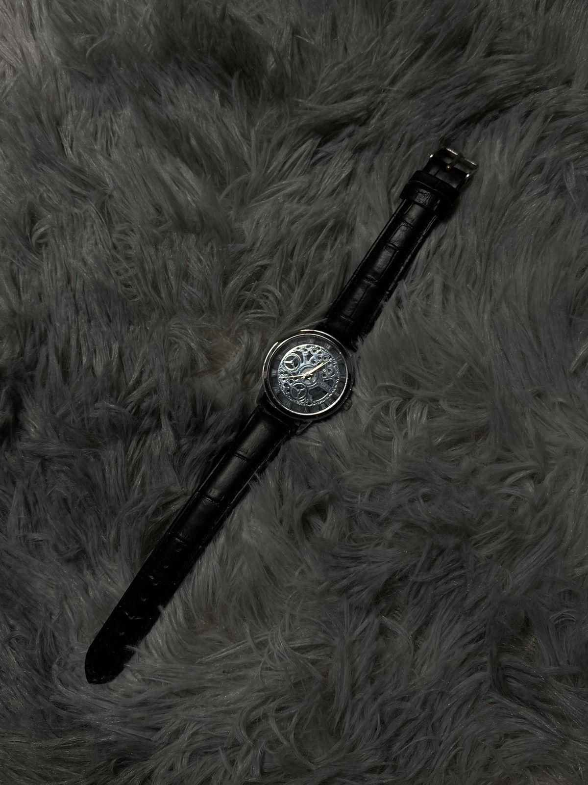Japanese Brand Skeleton Black Leather Watch - Japanese Brand Size ONE SIZE - 4 Thumbnail