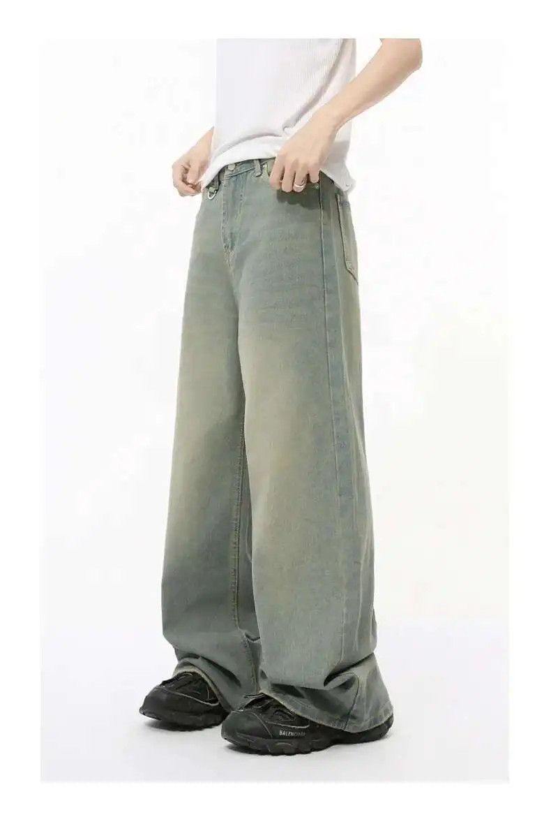 Japanese Brand Gray Wide Leg Washed Baggy Jeans Denim Size US 30 / EU 46 - 2 Thumbnail