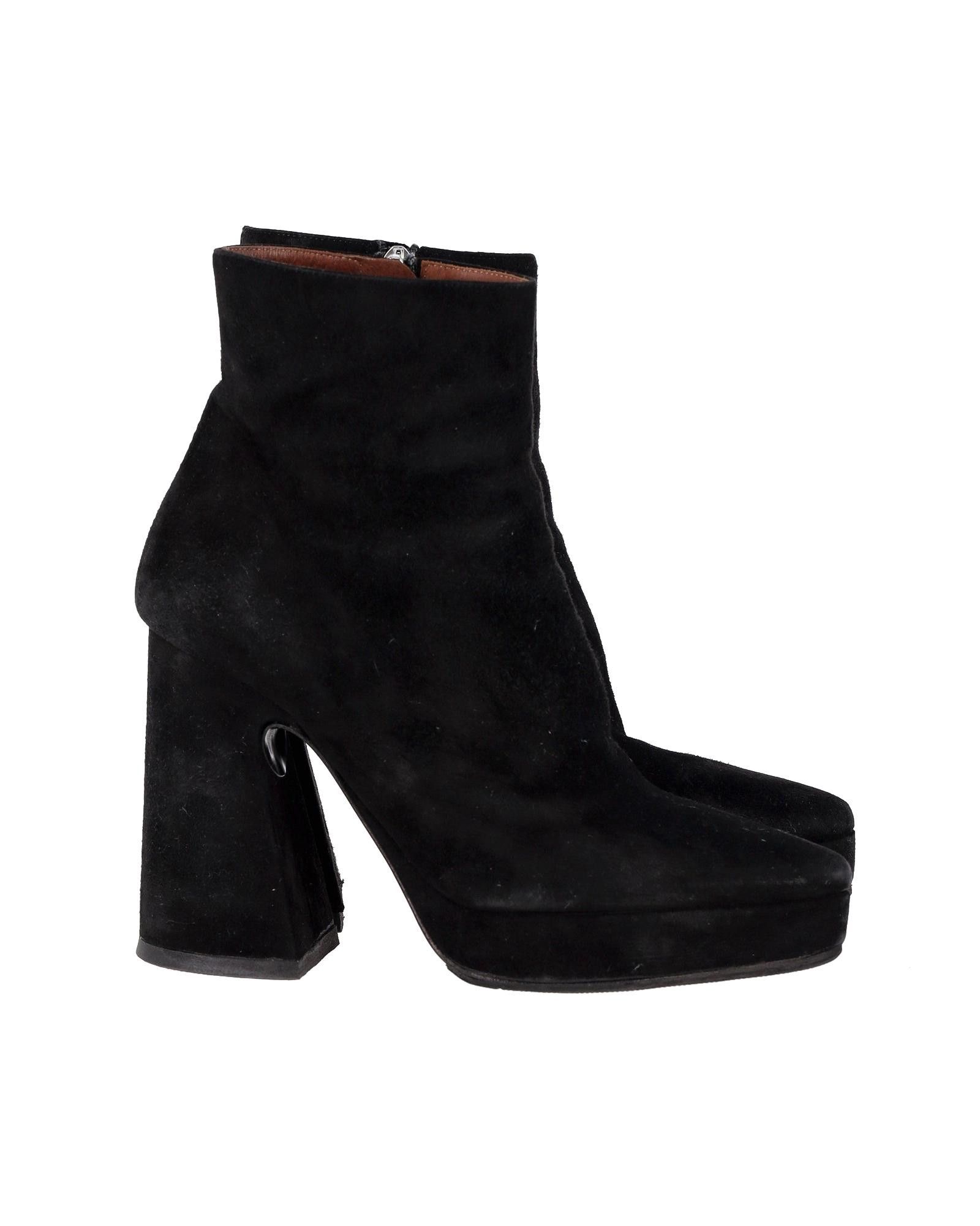 image of Proenza Schouler Black Suede Block Heel Shoes Platform Boots, Women's (Size 6)