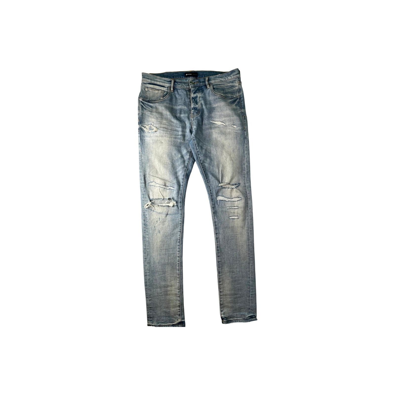 Purple Brand Purple Brand Distressed Light Wash Jeans Size US 33 - 1 Thumbnail