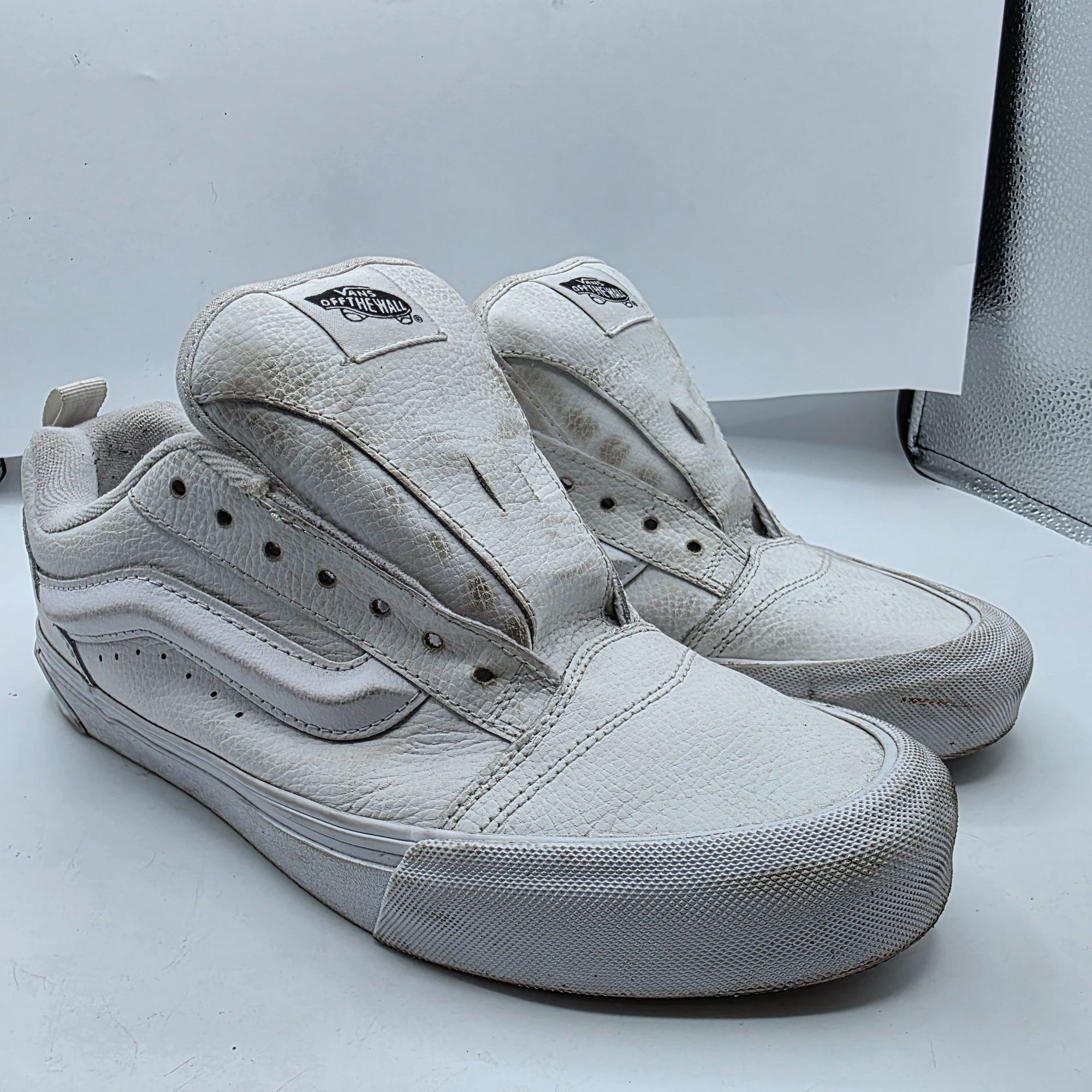 Vans Vans Knu Skool Womens 9.5 Triple White Leather Skate Shoes D Size US 9.5 / IT 39.5 - 1 Thumbnail