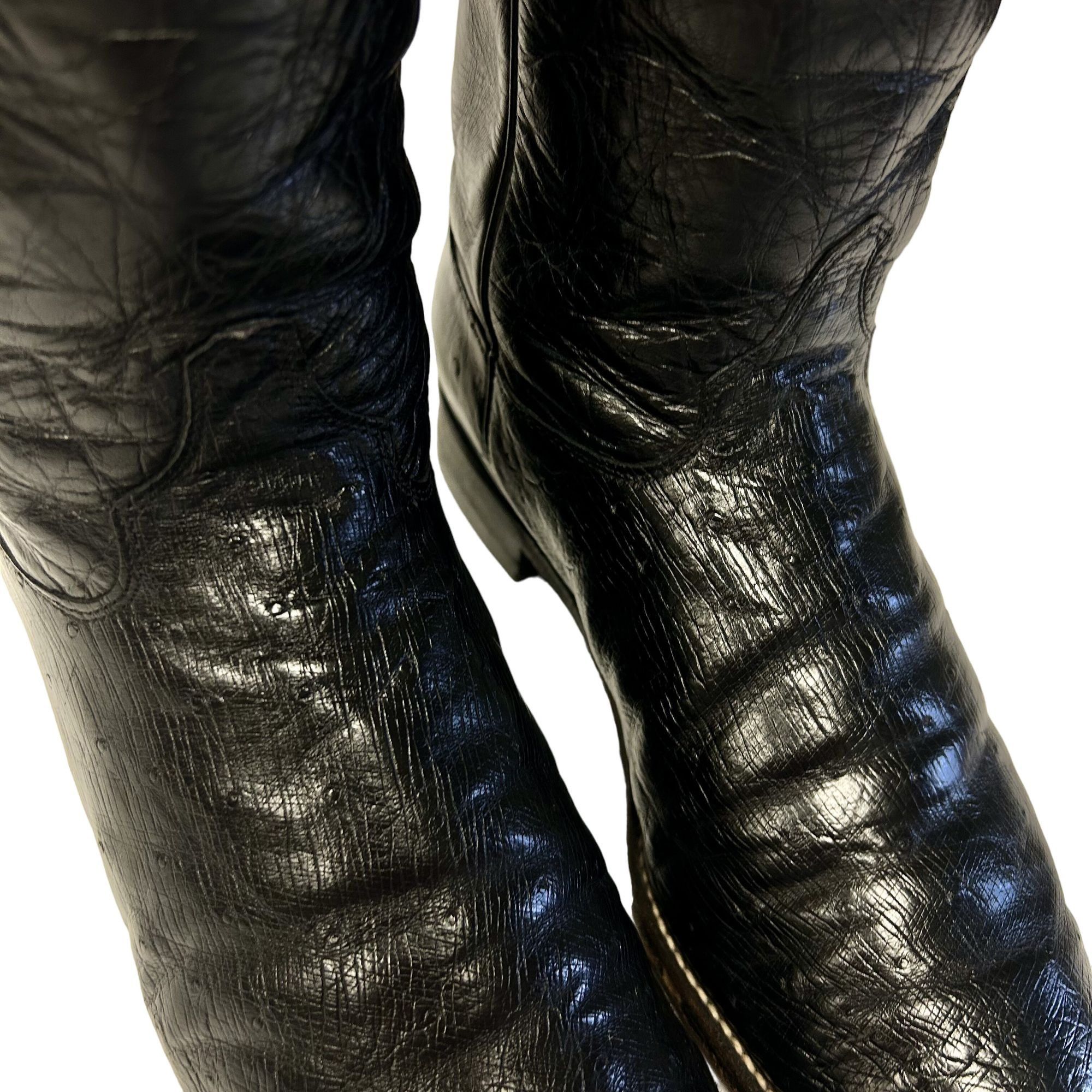 Justin Vtg Justin EXOTIC Leather Cowboy Western Ostrich Boots Size US 9.5 / EU 42-43 - 10 Thumbnail