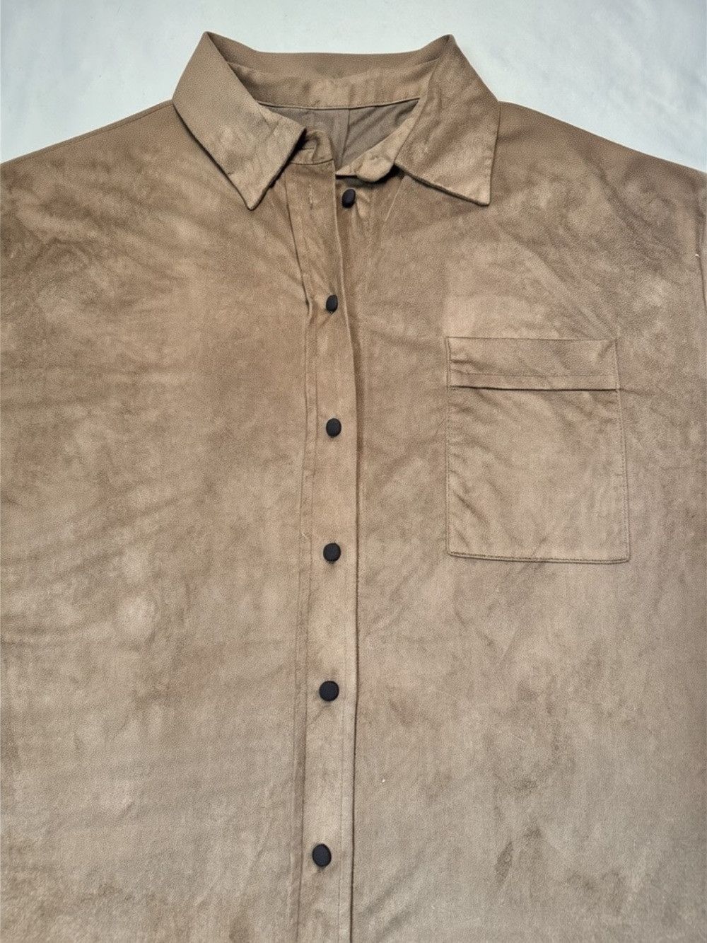 Other Brown Faux Suede Soft Burnout Sleeve Shirt Size XL Size XL / US 12-14 / IT 48-50 - 5 Thumbnail