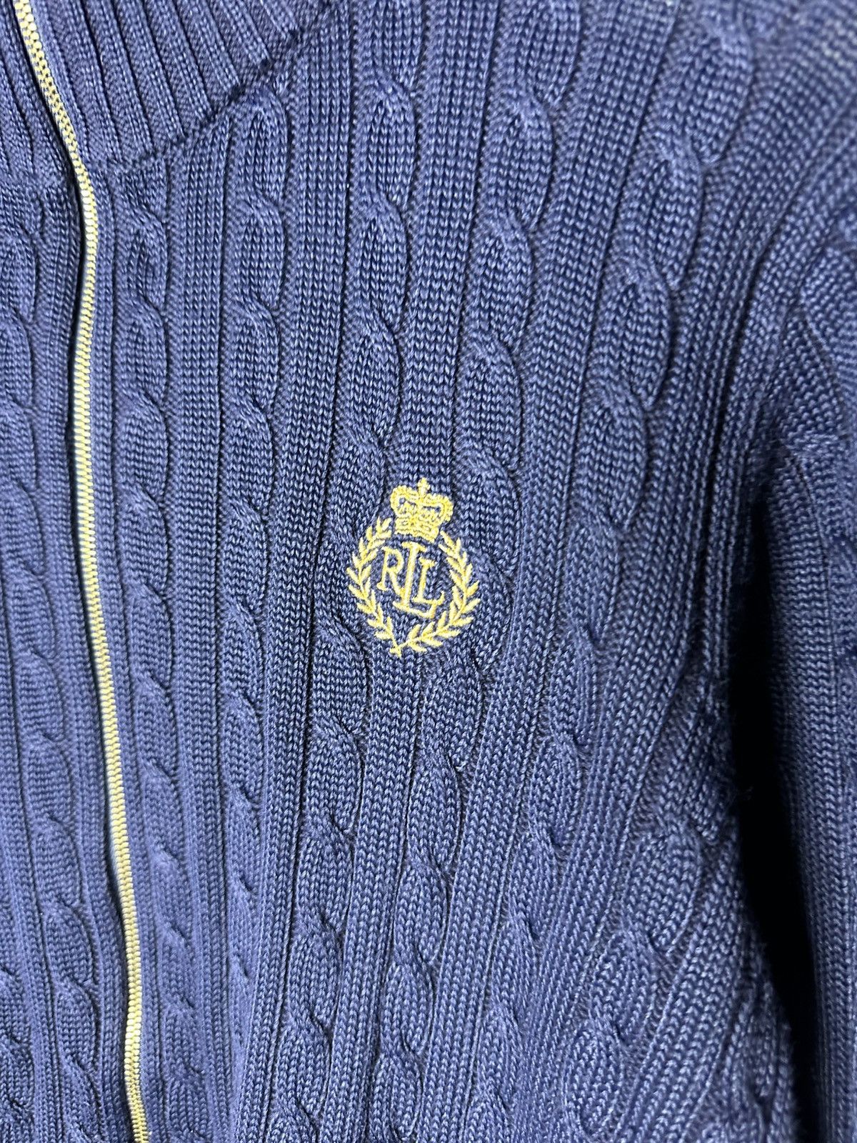 Lauren Ralph Lauren Lauren Ralph Lauren Cable Knit Full Zip Sweater Gold Logo Size US L / EU 52-54 / 3 - 3 Thumbnail