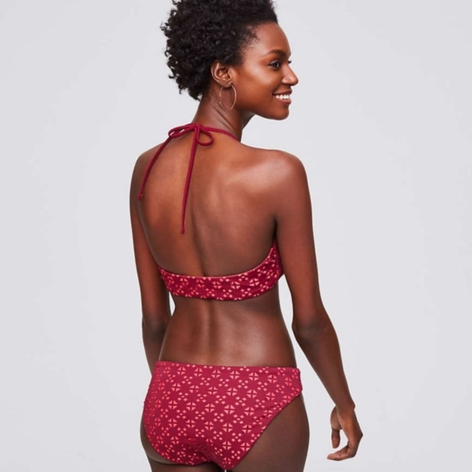 Loft LOFT Red Beach Perforated Hipster Bikini Bottom Size 28" / US 6 / IT 42 - 3 Thumbnail