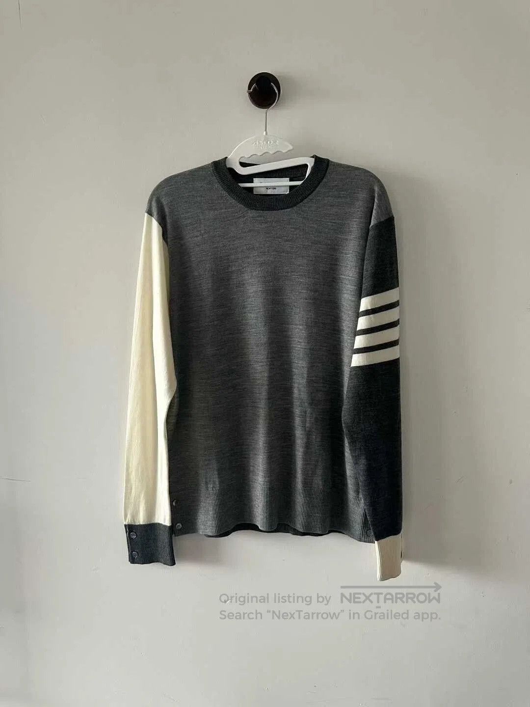 Thom Browne thom browne gray and white color-blocked sweater. Size US M / EU 48-50 / 2 - 1 Thumbnail