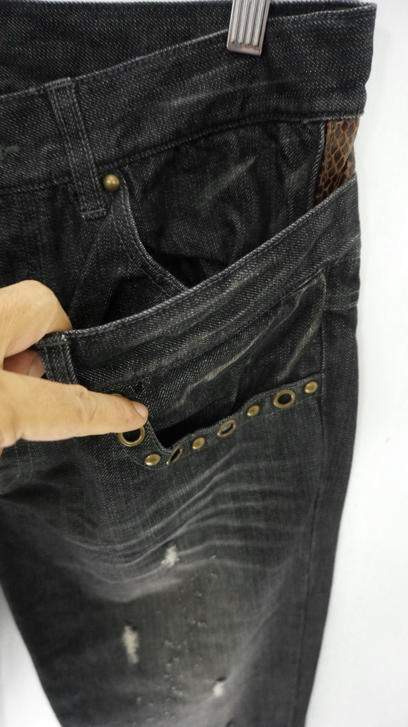 Japanese Brand ⛩️JAPANESE BRAND Double Waist Faux Snakeskin Jeans Size US 29 - 6 Thumbnail