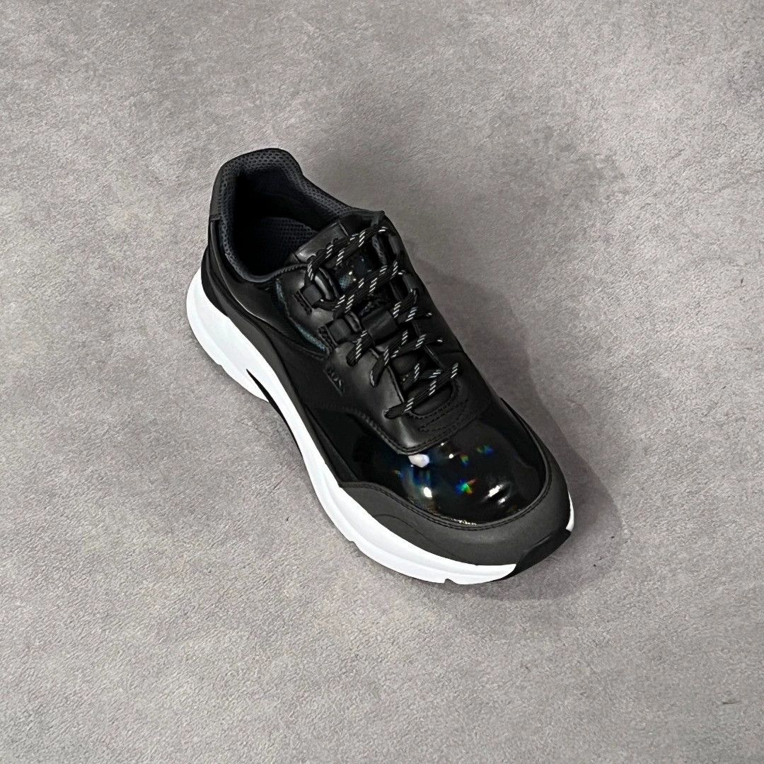 Hugo Boss HUGO BOSS Black Leather Paneled Thick Sole Sneakers Size US 7 / EU 40 - 8 Thumbnail