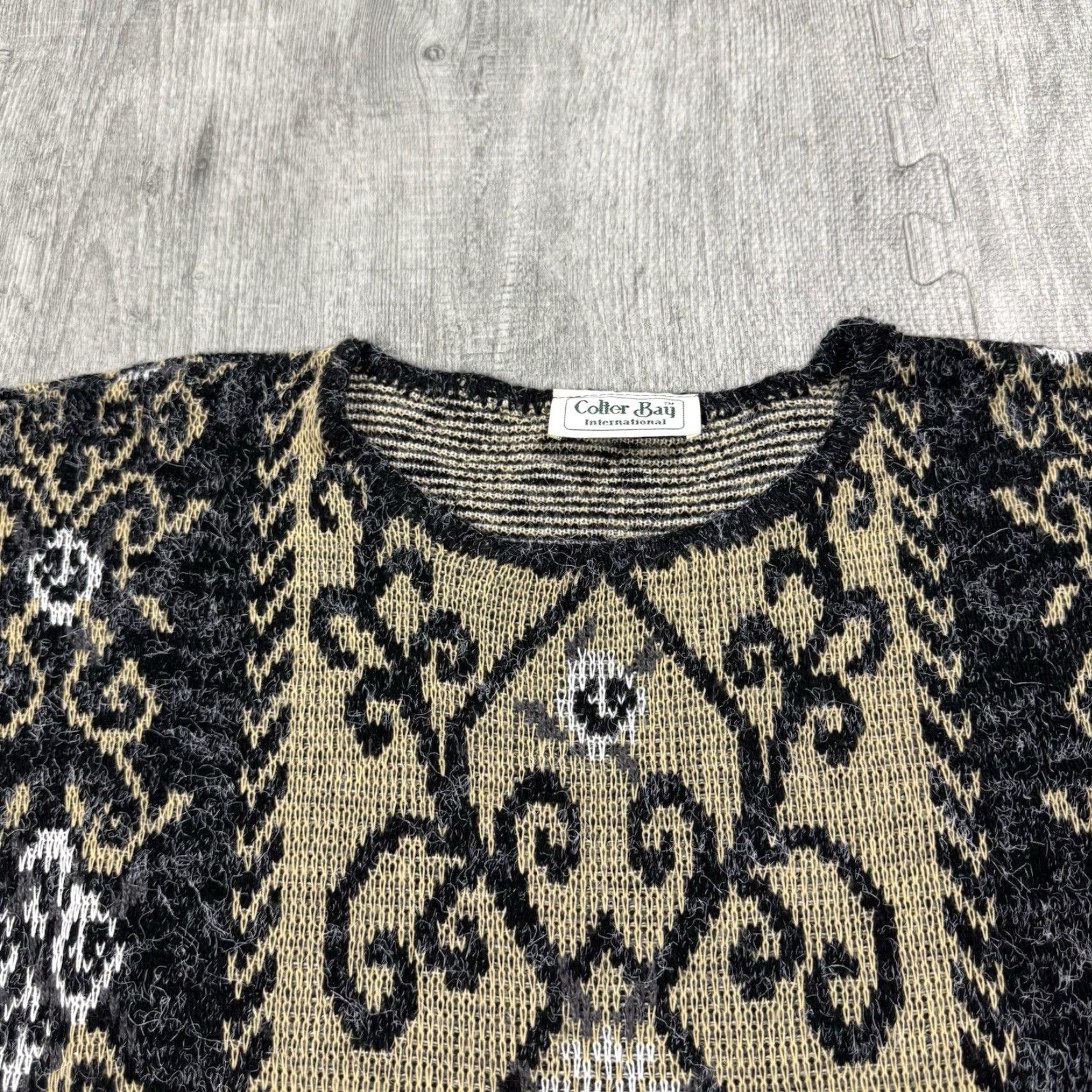 Vintage VINTAGE Colter Bay Fuzzy Knit Sweater Women’s Large 80s 90s Black Gold Silver Scoop Neck Long Sleeve Elegant Bohemian Size L / US 10 / IT 46 - 2 Thumbnail