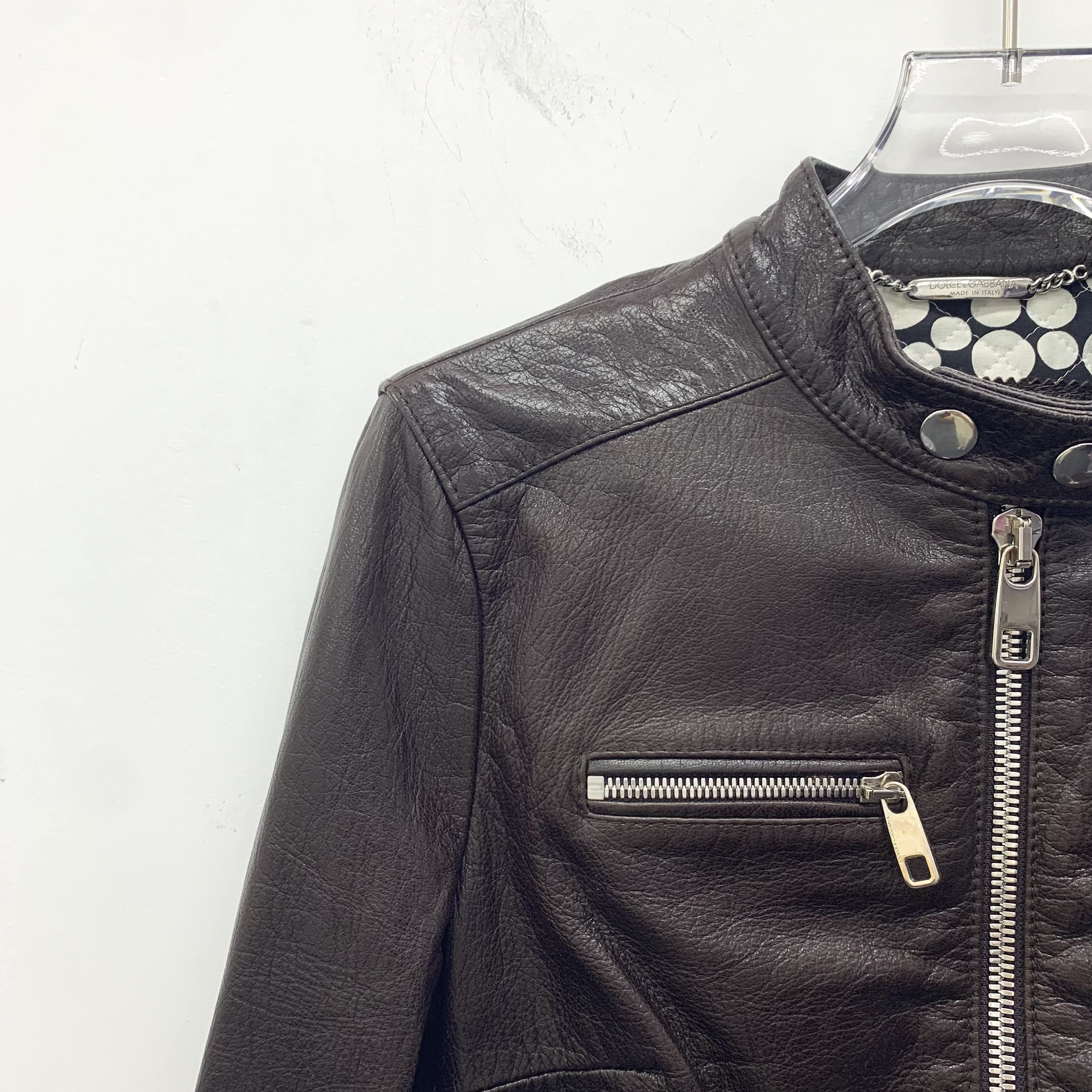 Dolce & Gabbana Dolce & Gabbana Brown Zip-Up Leather Jacket (Size XS) Size XS / US 0-2 / IT 36-38 - 7 Thumbnail