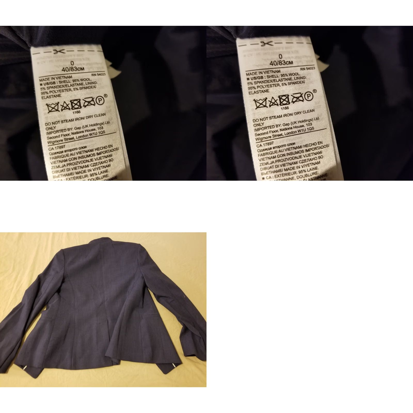Banana Republic Banana Republic Womens Blazer Jacket 0 Navy Blue Wool Size XS / US 0-2 / IT 36-38 - 8 Thumbnail
