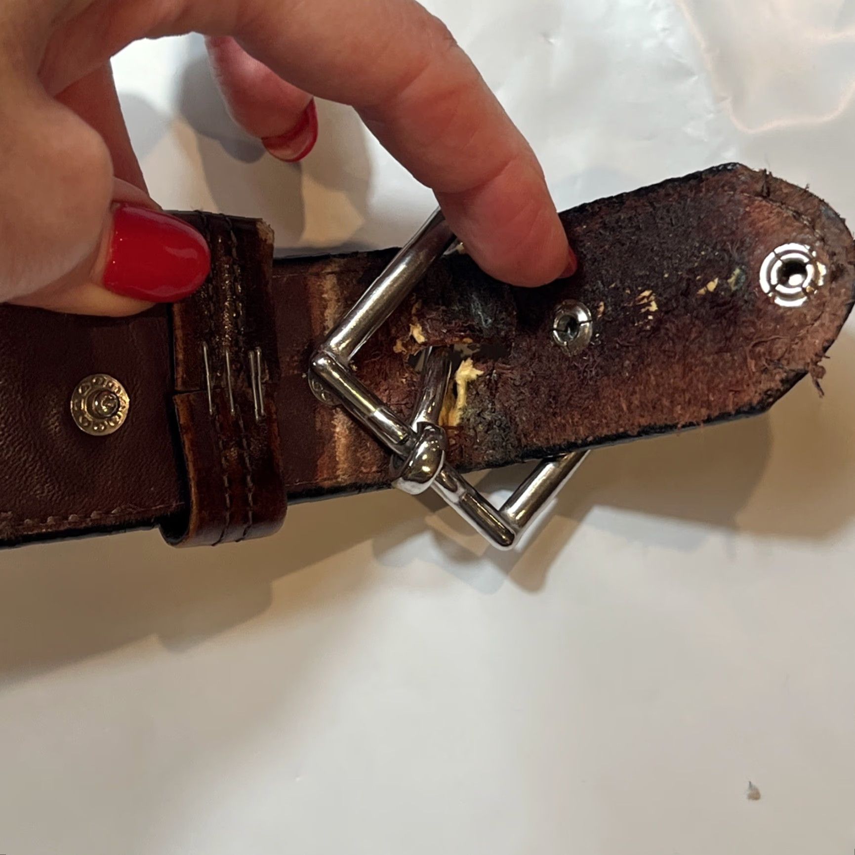 Vintage VINTAGE Leegin Leather Belt 1.5” Wide Removable Buckle Brown 46-51” Mens Belt, Western, Heavy Duty, USA - Large Size Size ONE SIZE - 6 Thumbnail