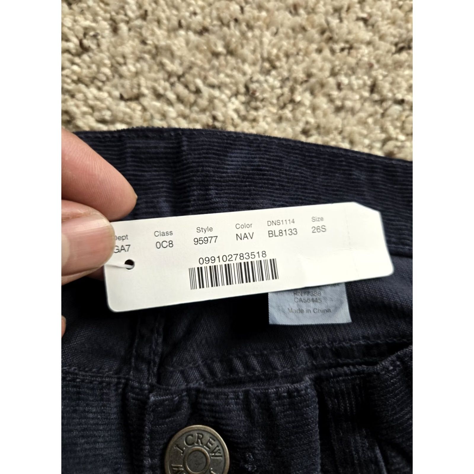 J.Crew J.Crew City Fit Chino Pants Womens 26S Blue Corduroy Stretch Straight Leg NWT Size 26" / US 2 / IT 38 - 6 Thumbnail