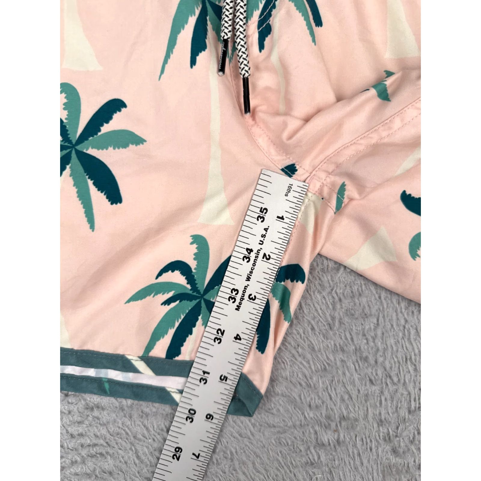 Vintage VINTAGE Maamgic Swim Trunks Mens XL Pink Green Palm Tree Lined Polyester Beach Size US 36 / EU 52 - 6 Thumbnail