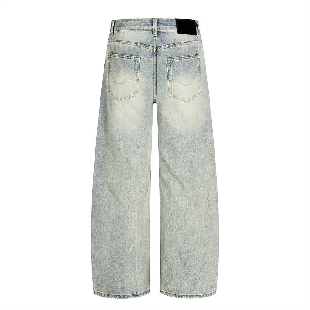 Jean Retro casual loose straight punk washed distressed jeans Size US 32 / EU 48 - 2 Thumbnail