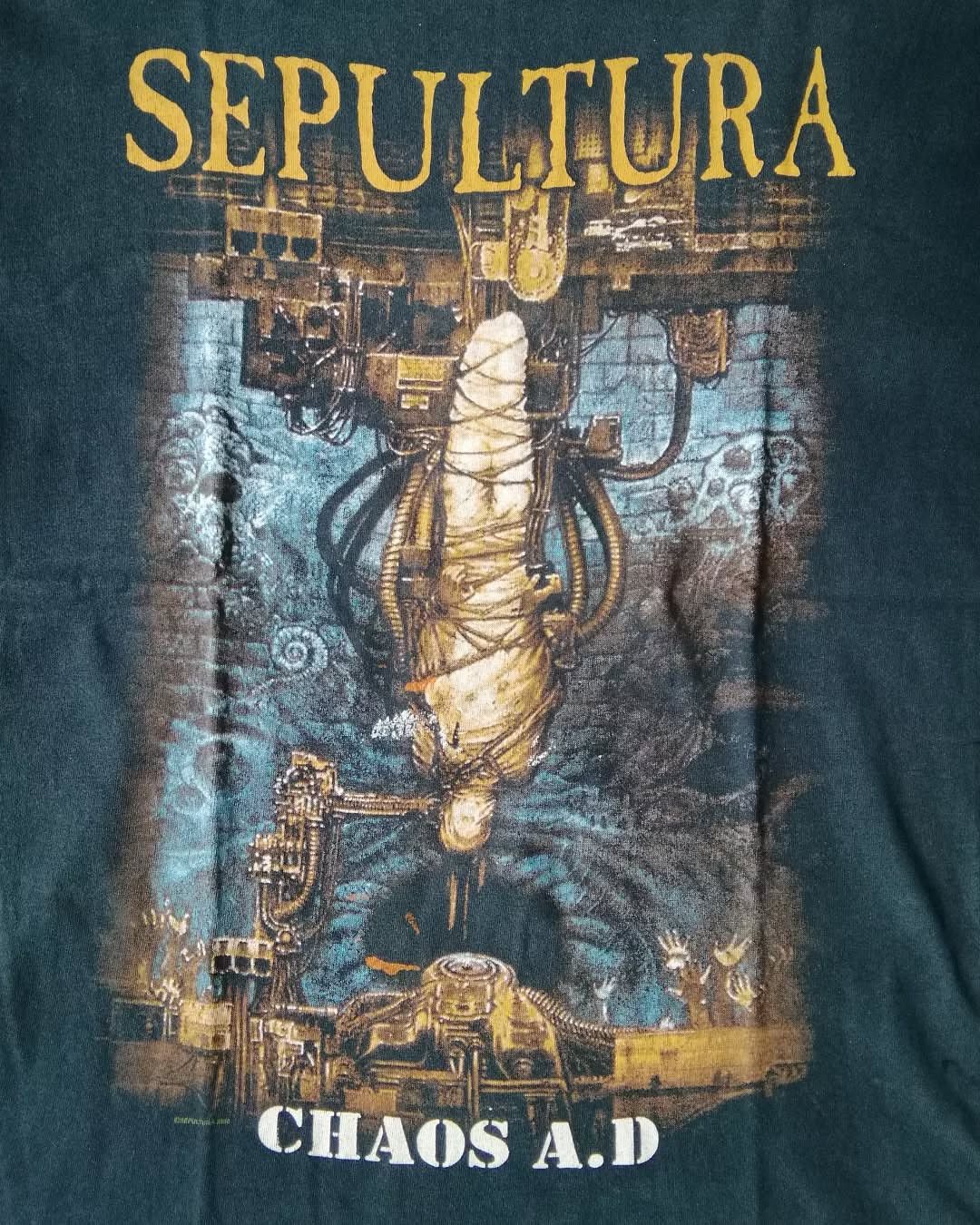 Band Tees Vintage Trashed Sepultura Chaos A.D Graphic Band Tees Size US M / EU 48-50 / 2 - 2 Thumbnail