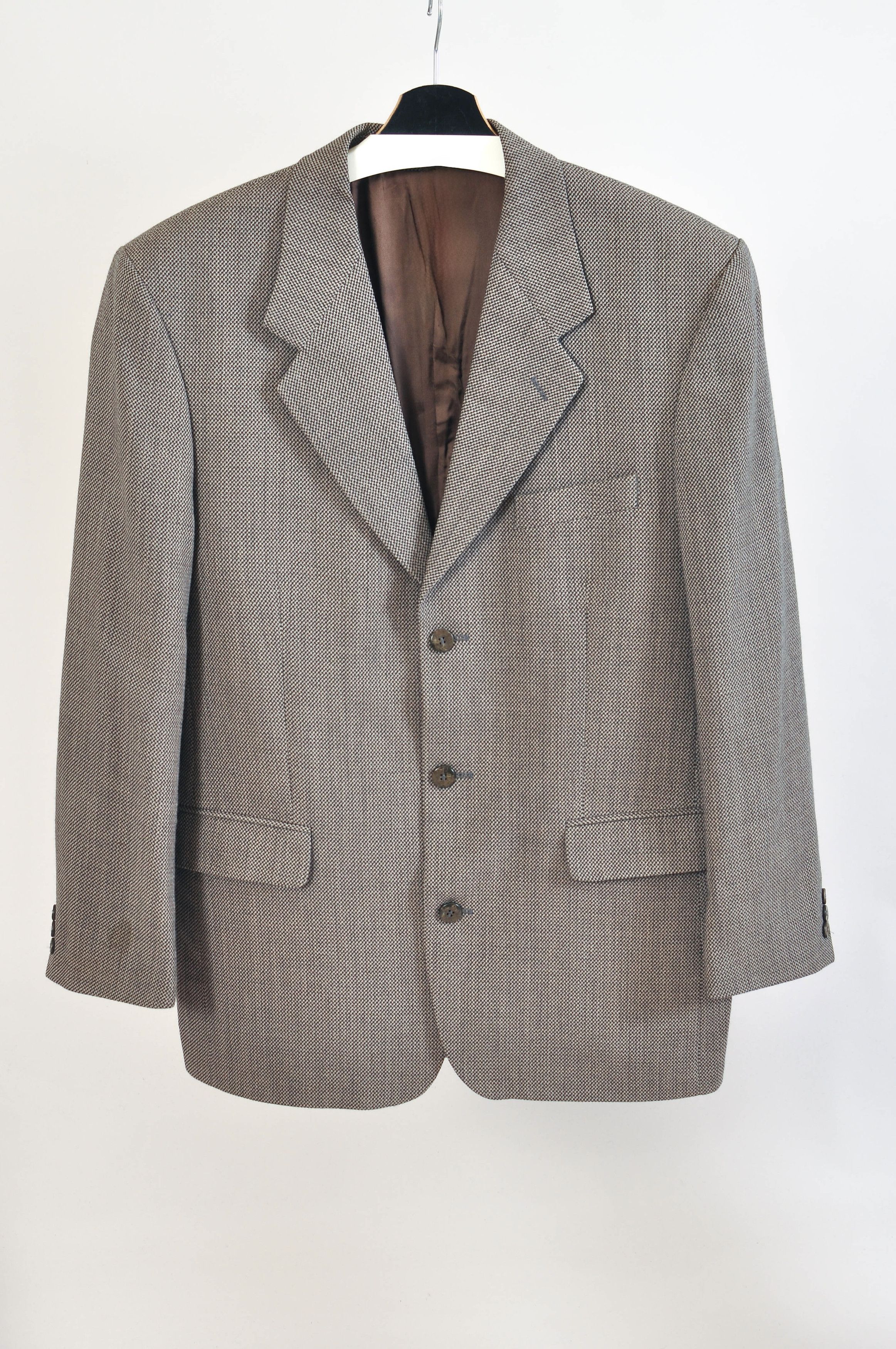 Other Vintage 90s Tweed Brown Suit by Oliver Turo Tailor Size 44R - 2 Thumbnail