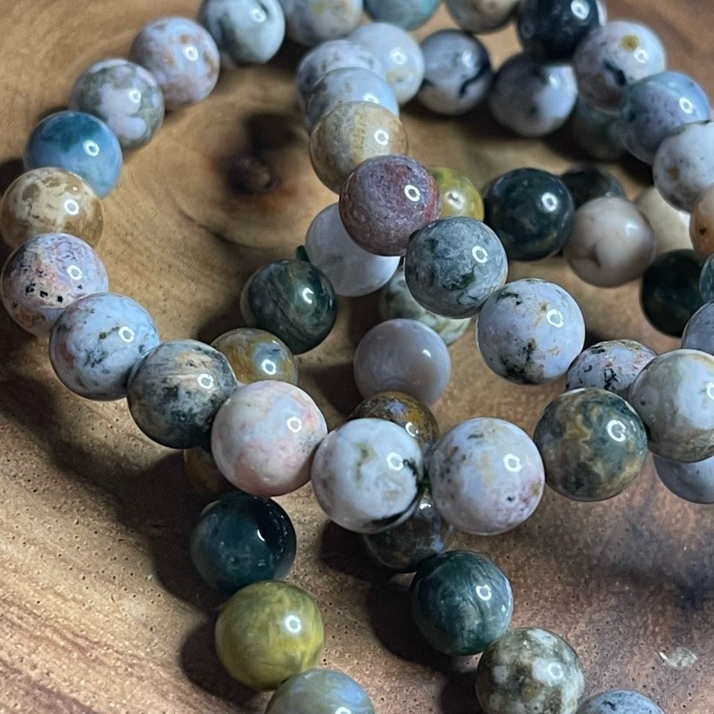 Other Ocean jasper beaded stretch bracelet ONE NEW reiki meditation crystal healing 8mm Size ONE SIZE - 1 Thumbnail