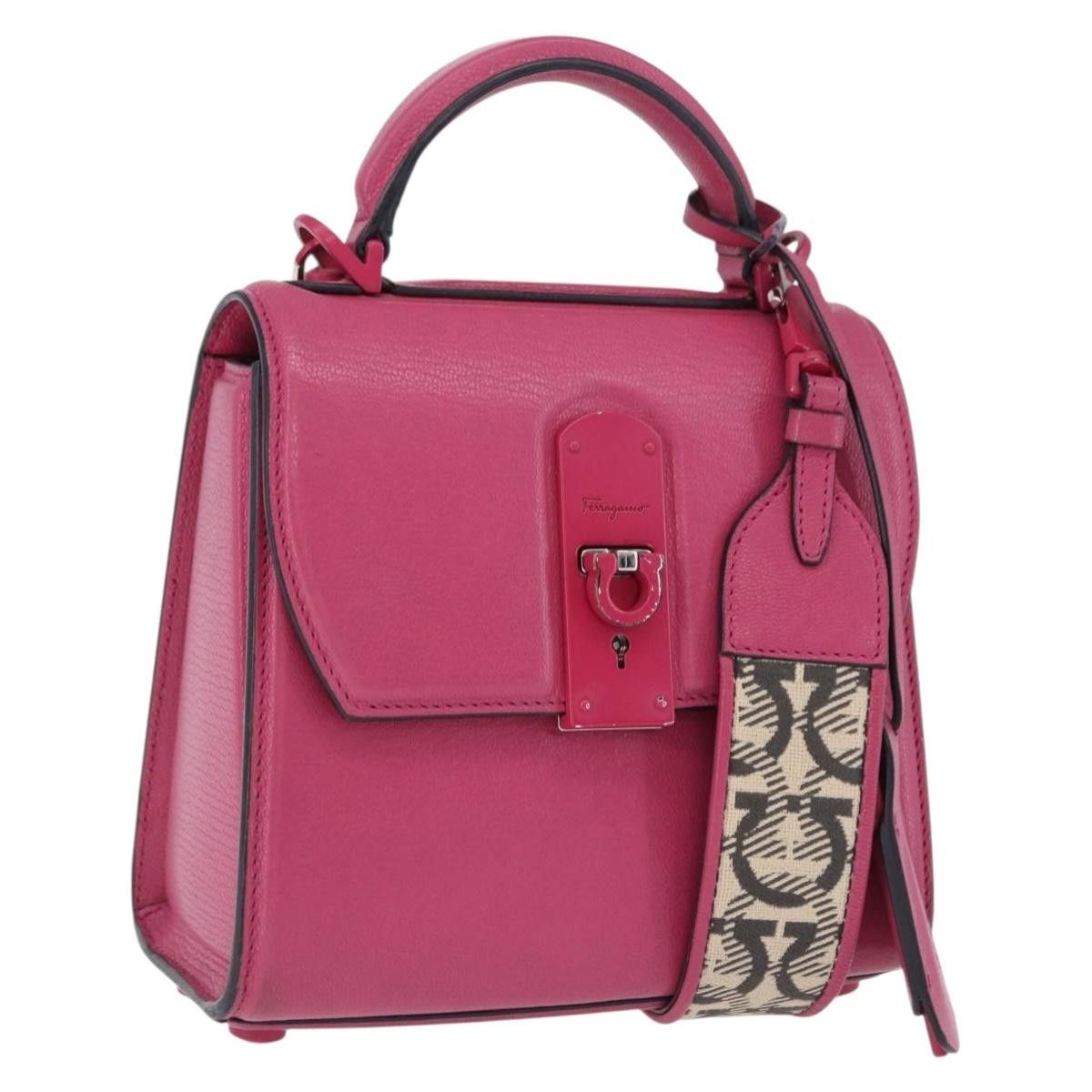 Salvatore Ferragamo Salvatore Ferragamo Gancini Hand Bag Leather 2way Pink Size ONE SIZE - 1 Thumbnail