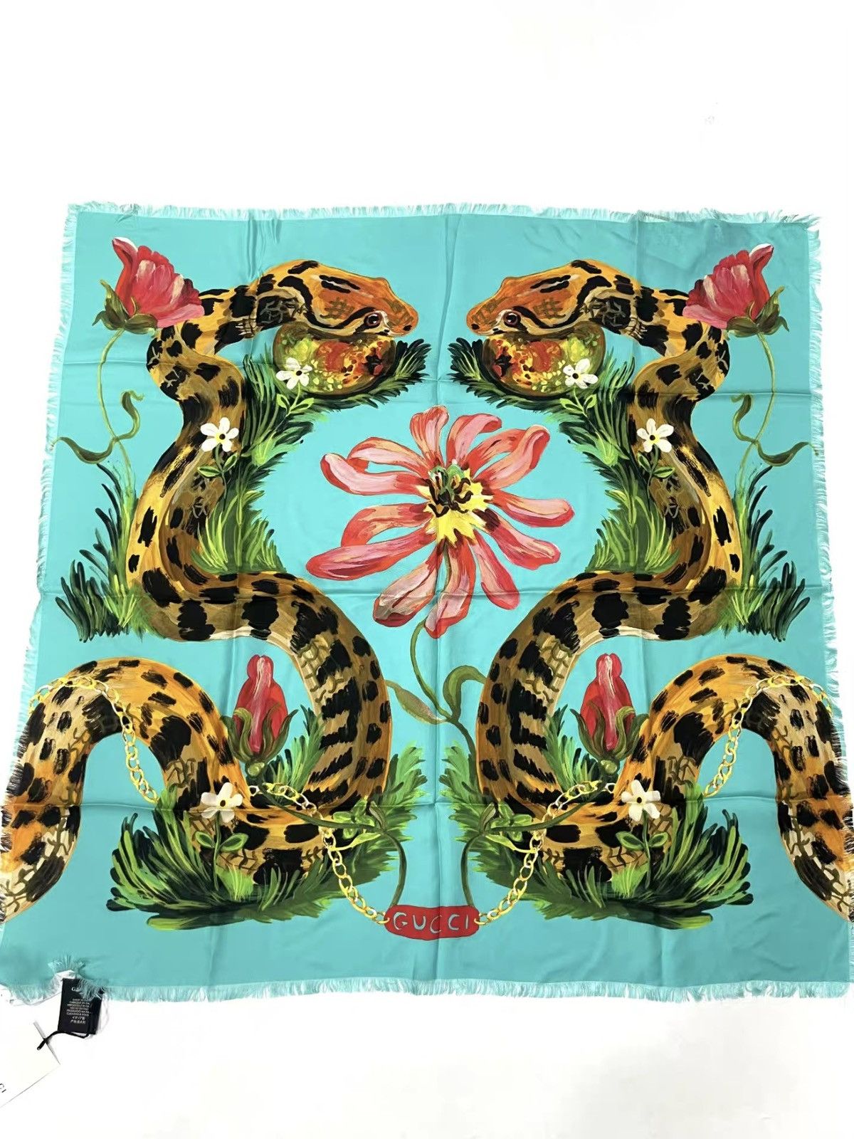 Gucci Snakes and flowers silk scarf Size ONE SIZE - 1 Thumbnail