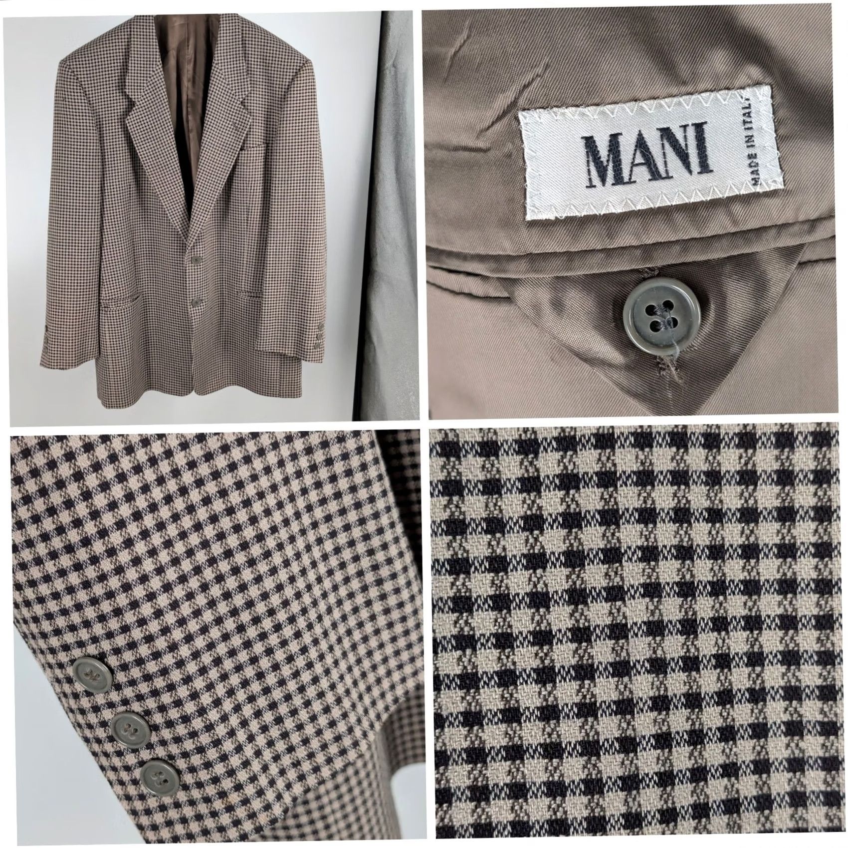 Giorgio Armani VINTAGE Giorgio Armani Mani Blazer Check Wool Blend 42 Men Tan Black Italian 90s Sport Coat Size 42R - 2 Thumbnail