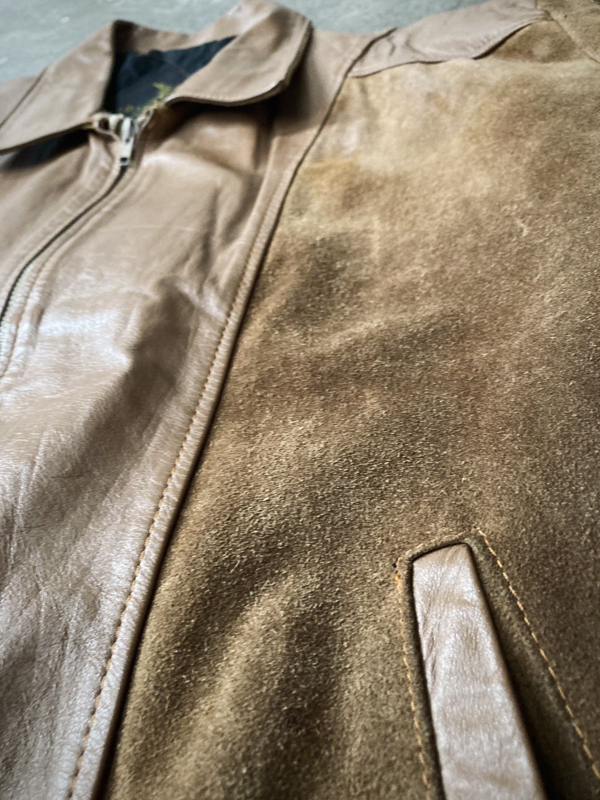 Cowboy Equipment × Vintage Vintage 90s Western 2-Tone Leather Jacket Size US L / EU 52-54 / 3 - 4 Thumbnail