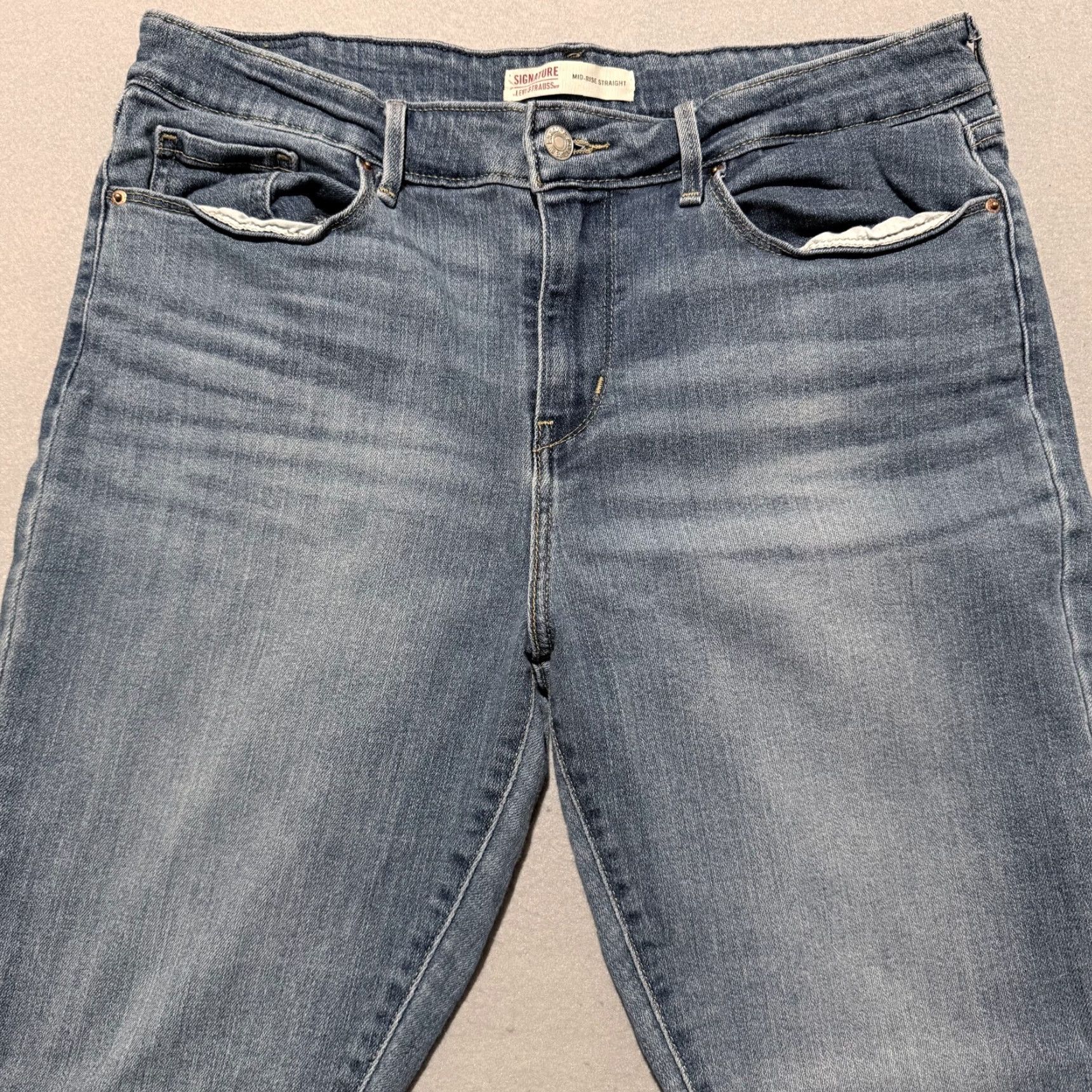Levi's VINTAGE Signature by Levi's Strauss & Co. Mid Rise Straight Jeans Women Blue 14S 90s Mens Womens Size 36" / US 14 / IT 50 - 2 Thumbnail