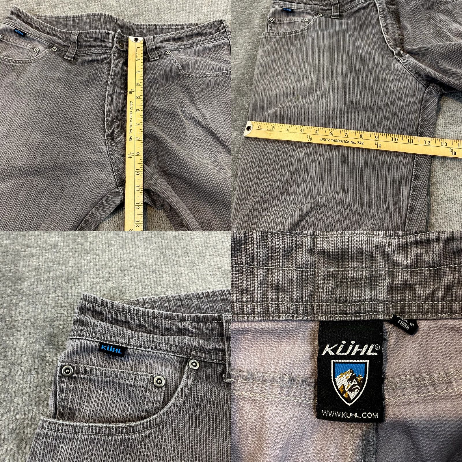 Denime KUHL Pants Men 36x32 Gray Striped Patina Denim 5-Pocket Hike Trail Outdoor Logo Size US 36 / EU 52 - 8 Thumbnail