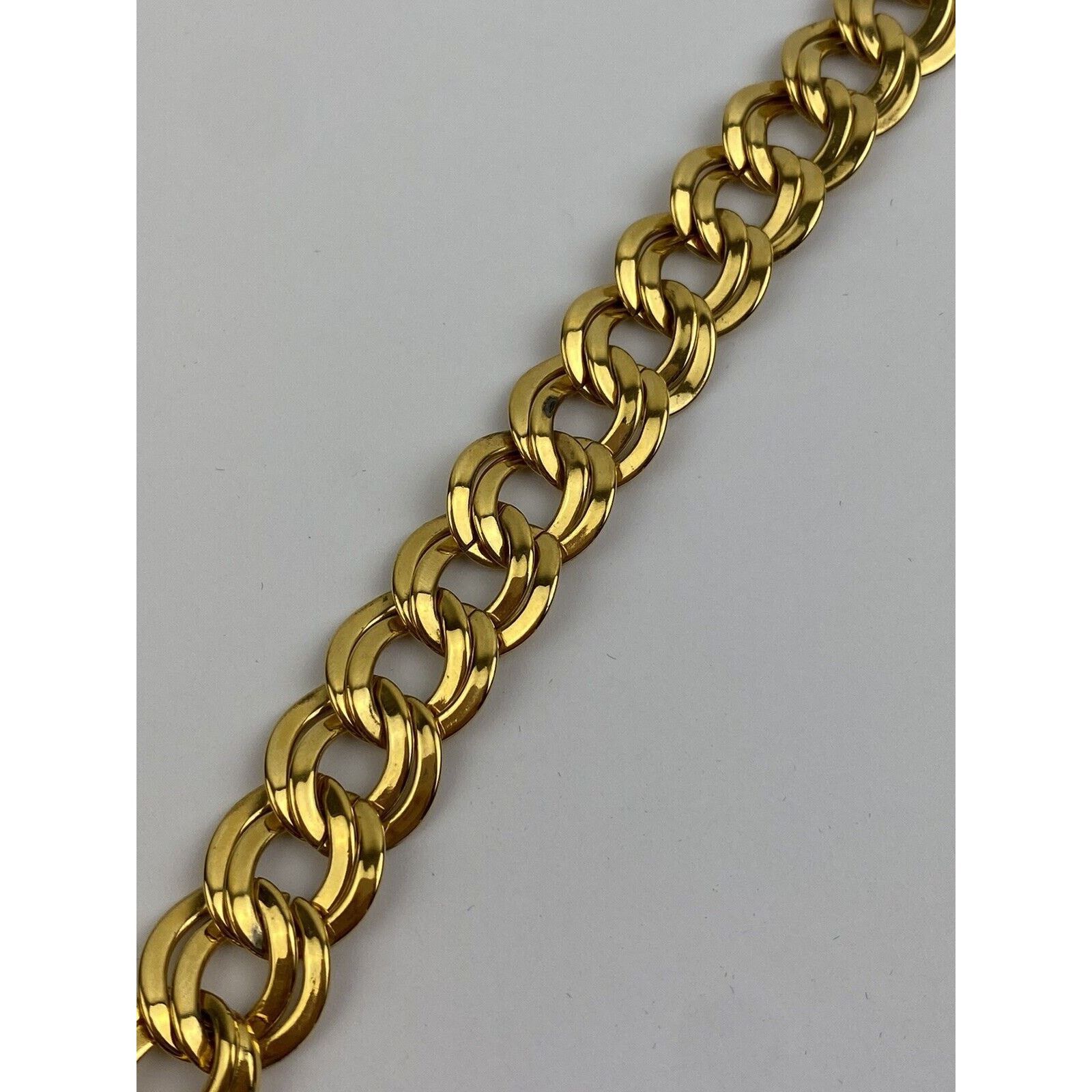 Monet Vintage Monet Gold Tone Double Curb Link Bracelet 80s 7.5" Size ONE SIZE - 4 Thumbnail