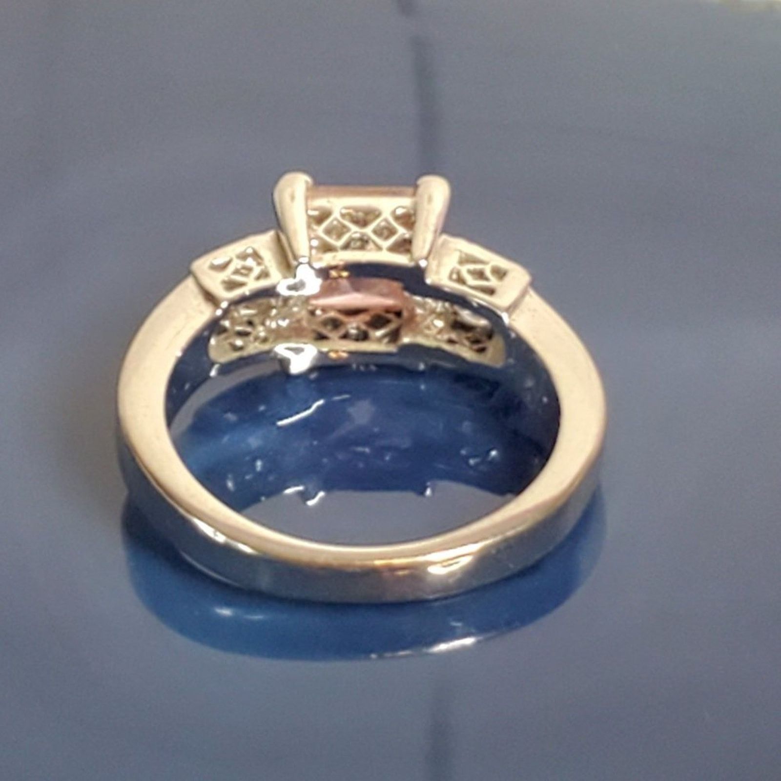 Designer White Gold Plated Pink Princess Cut & White Crystal Ring 6.5 Size ONE SIZE - 5 Thumbnail