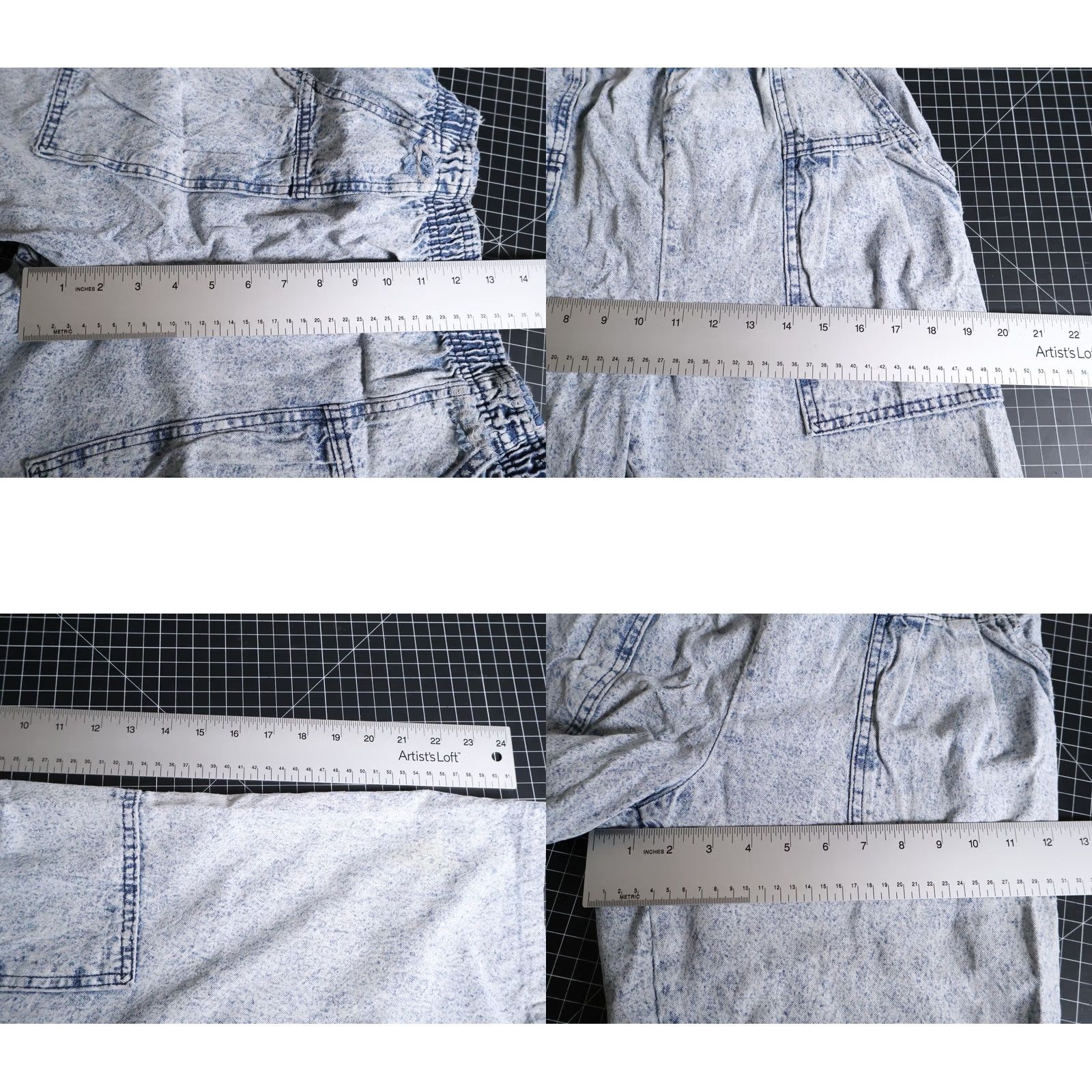 Vintage VINTAGE 80s High Waisted Jean Shorts Women's 14 Shorts 28 x 13 Elastic Waist Acid Wash VTG Carriage Court Denim Blue Womens Size 36" / US 14 / IT 50 - 8 Thumbnail