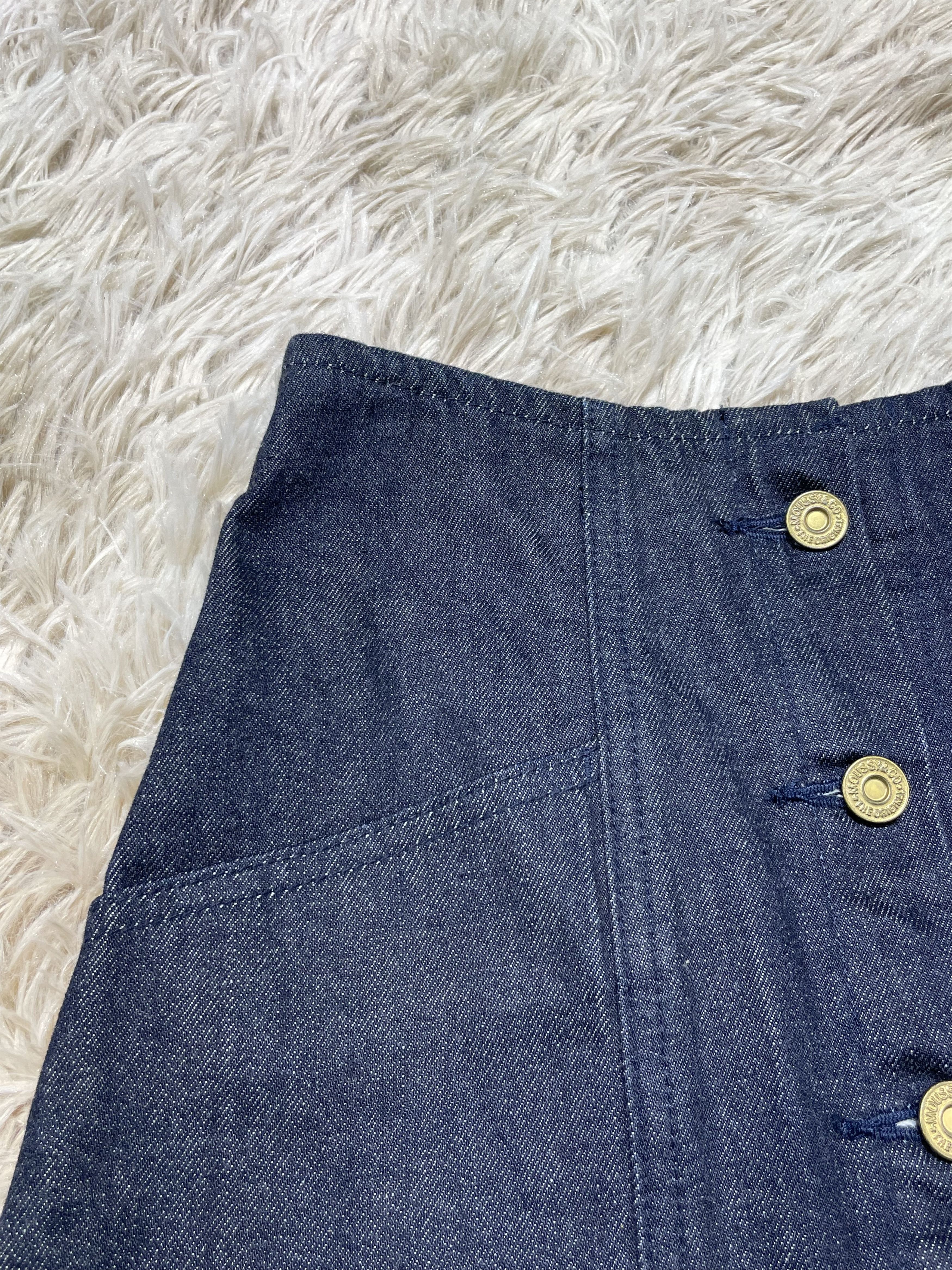 MOUSSY High Waist Denim Mini Skirt Navy Blue Button Short Skirt XS Size 23" - 3 Thumbnail