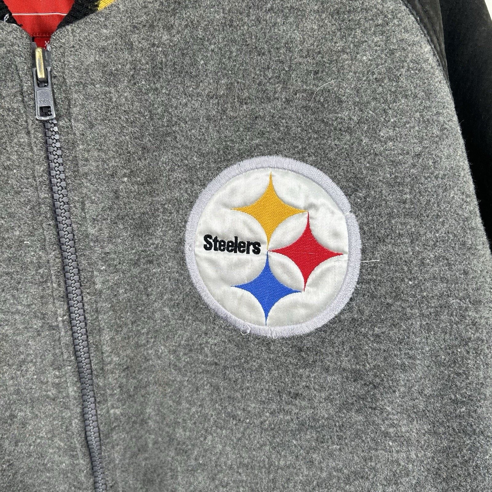 NFL Y2K Pittsburgh Steelers NFL Zip-Up Wool Bomber Jacket XLarge Size US XL / EU 56 / 4 - 4 Thumbnail