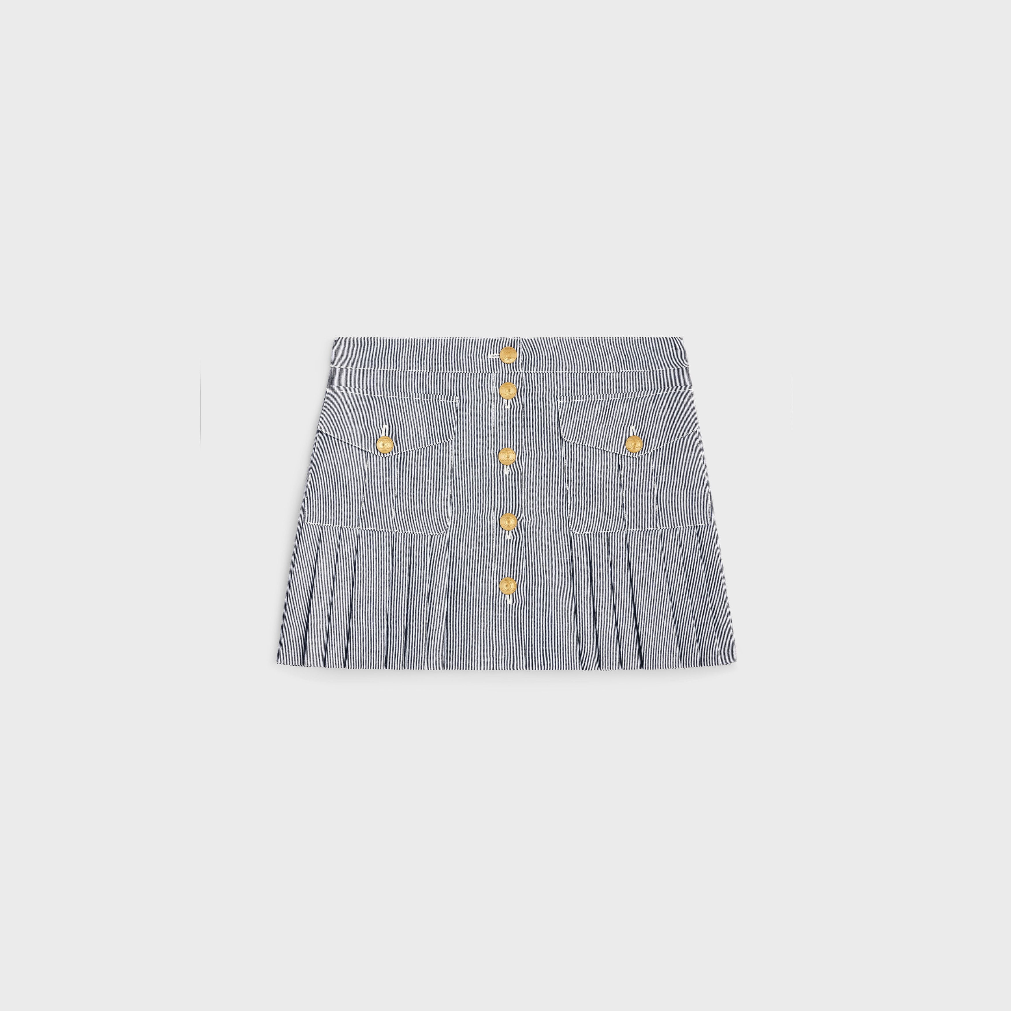 Celine o1w1db10925 2J711869W Pleated Mini Skirt in White/Black Size 30" / US 8 / IT 44 - 1 Thumbnail