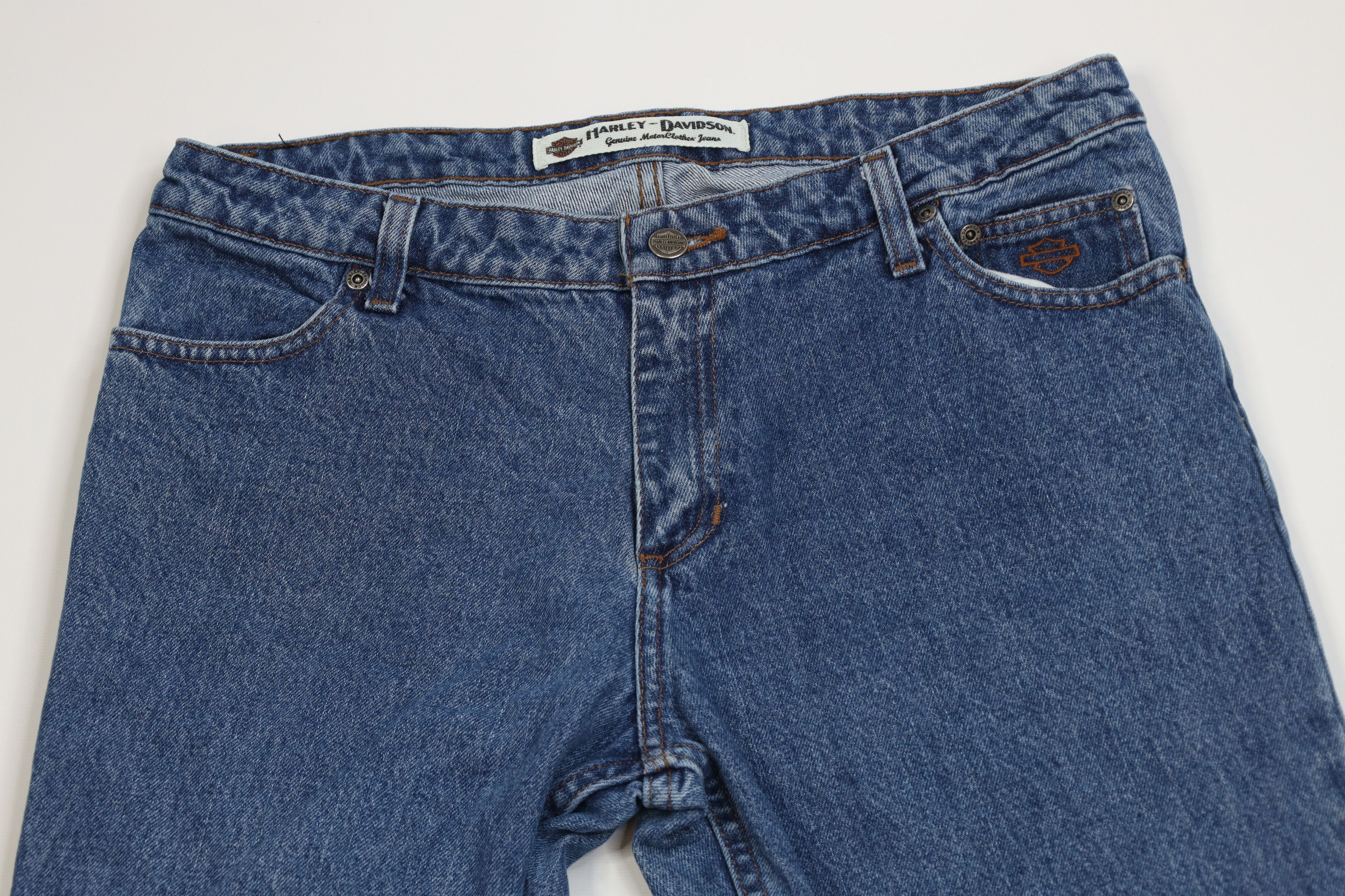 Harley Davidson Vintage Y2K Harley Davidson Flared Wide Leg Denim Jeans Blue Size 32" / US 10 / IT 46 - 2 Thumbnail