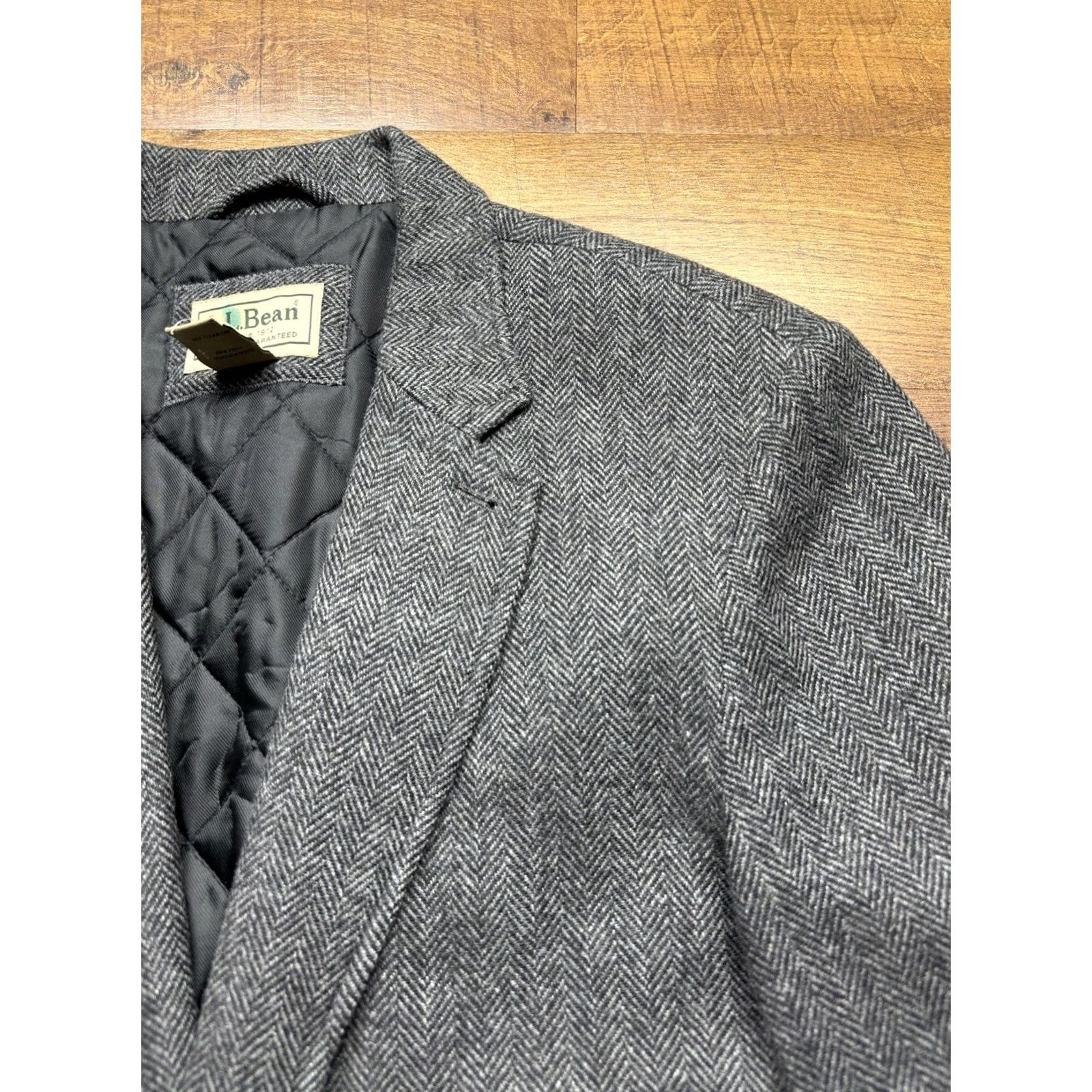 Vintage L.L.Bean VTG 90s Herringbone Tweed Blazer Mens XL Thinsulate Jacket Size 42R - 5 Thumbnail