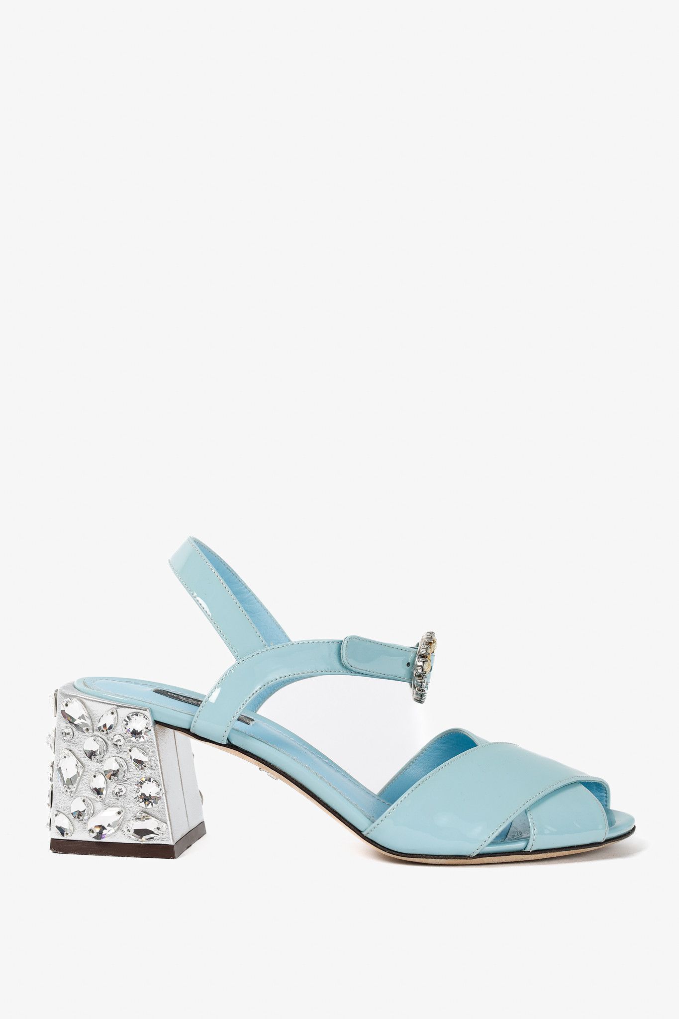 Dolce & Gabbana Dolce & Gabbana SS18 Patent-Leather Embellished-Heel Sandals Size US 7.5 / IT 37.5 - 1 Thumbnail