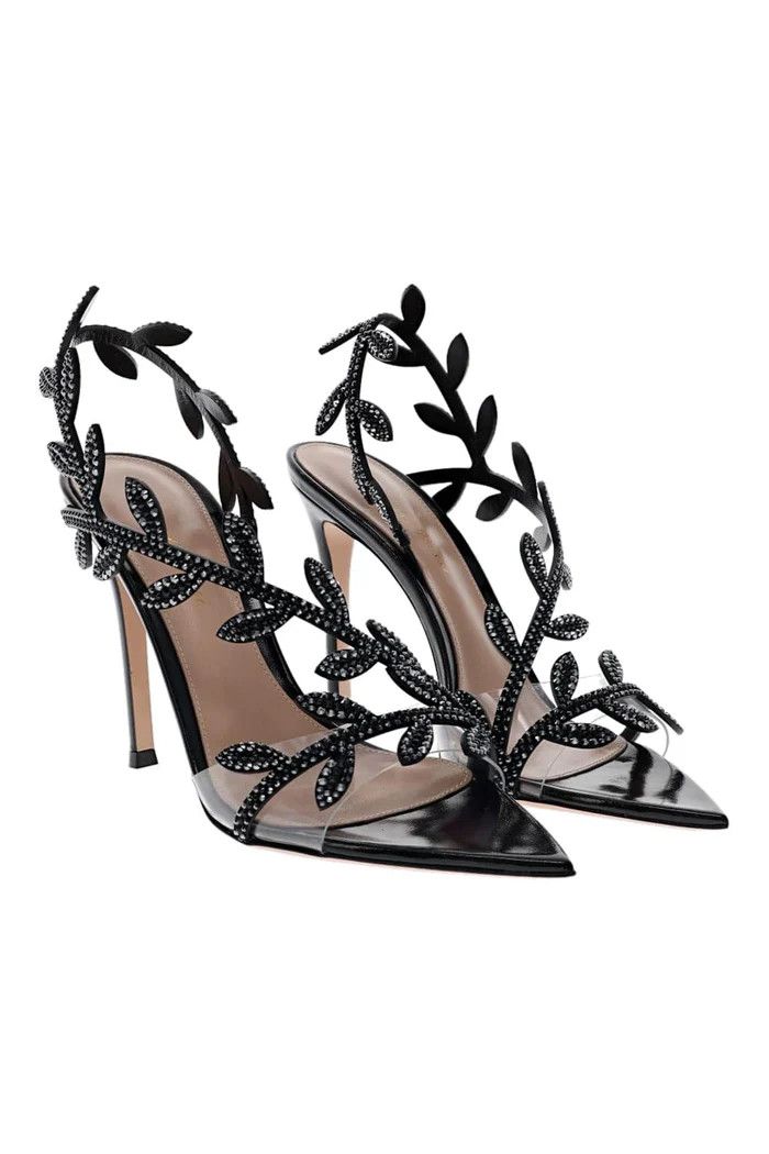 Gianvito Rossi o1s22i1n0425 Crystal Flavia Sandals in Black Size US 10 / IT 40 - 2 Thumbnail