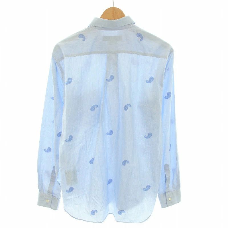 Comme des Garcons Homme Deux Shirt Long Sleeve Striped Paisley Embroidery Light Blue Size US S / EU 44-46 / 1 - 2 Thumbnail