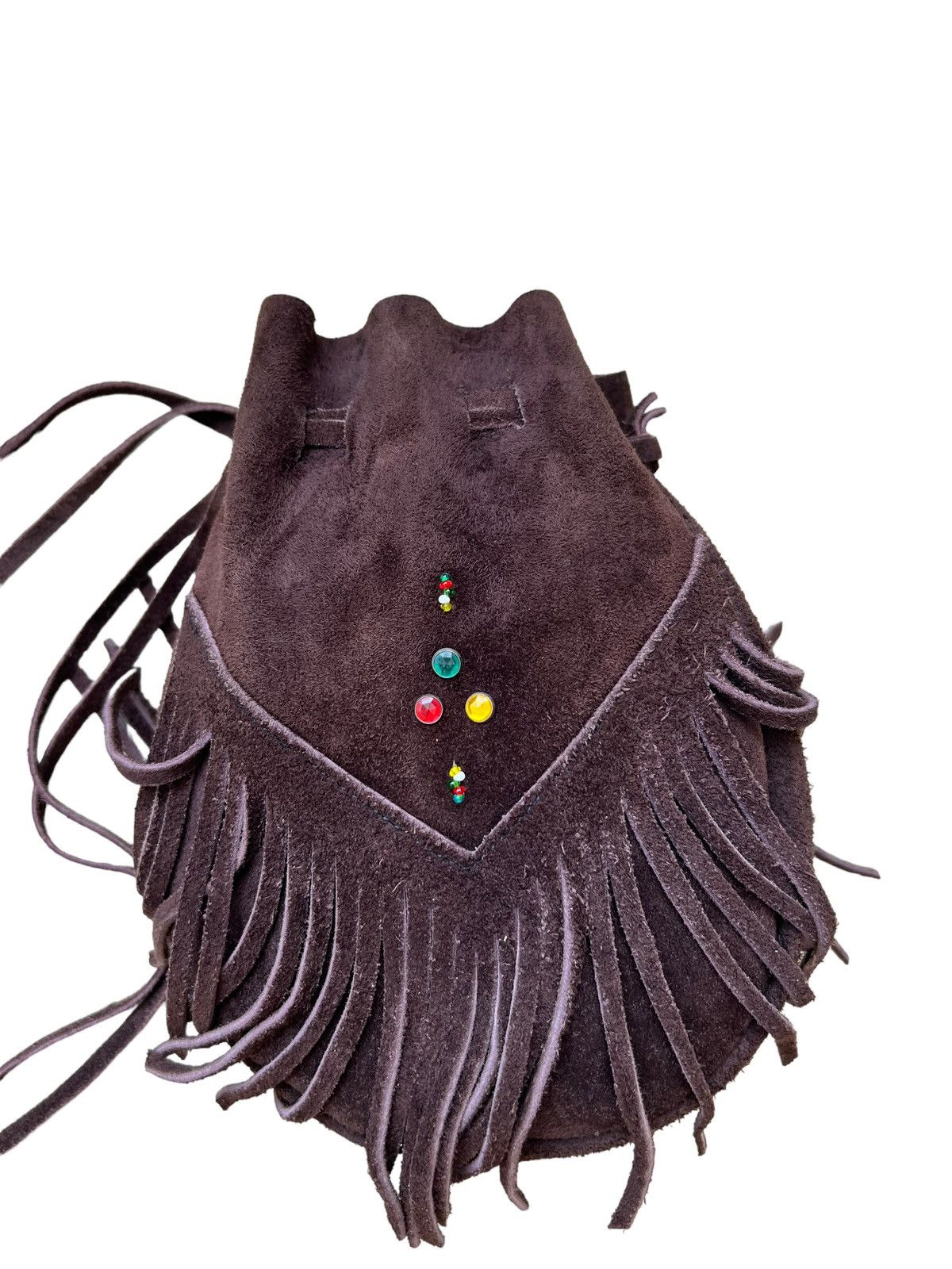 Leather Vintage Unknown Japan Brown Suede Leather Mini Fringe Bag Size ONE SIZE - 13 Thumbnail