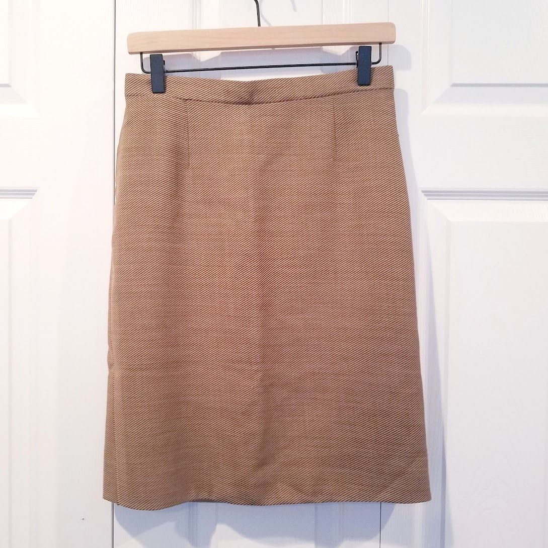 Calvin Klein calvin klein collection wool midi pencil skirt sz 4 tan Size 27" / US 4 / IT 40 - 2 Thumbnail