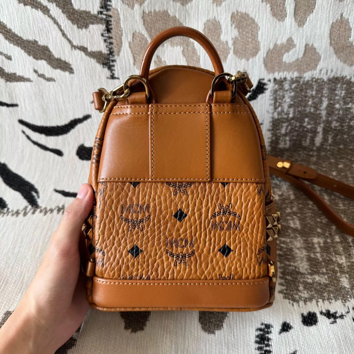 MCM MCM Cognac Ultra Mini Backpack Unused Like New Size ONE SIZE - 4 Thumbnail