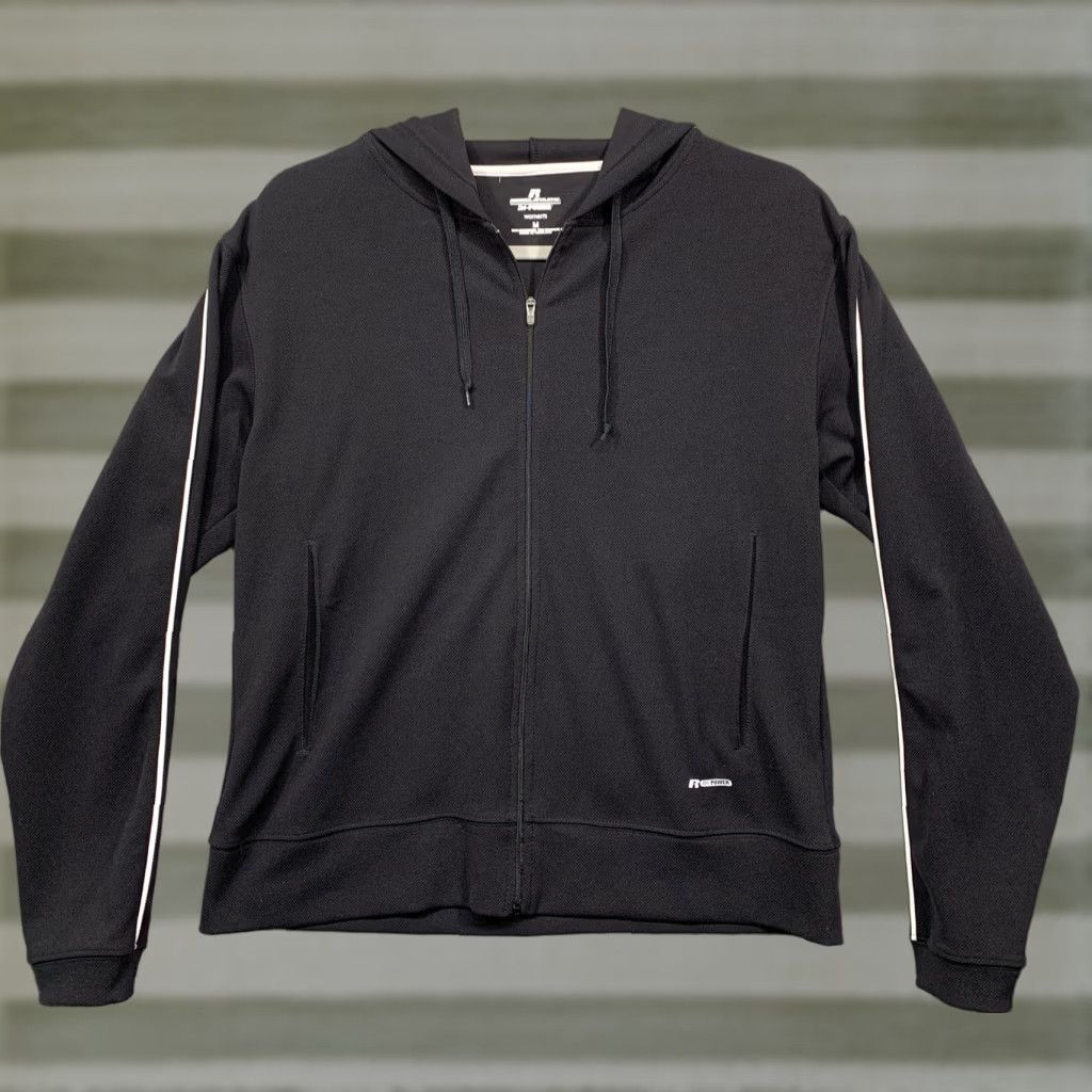 Russell Athletic Russell Athletic Womens Hooded Track Jacket Full Zip Black Dri-Power Size M Medium Athletic Fit Smart Casual Activewear Womens Jacket Size M / US 6-8 / IT 42-44 - 1 Thumbnail