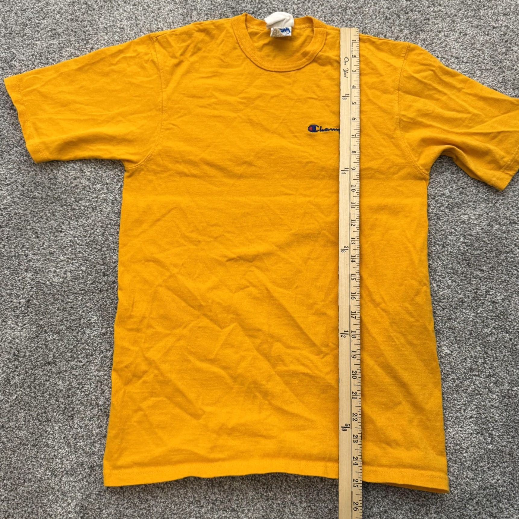 Champion Champion Shirt Mens Small Yellow Embroidered Logo Classic Casual Tee 100% Cotton Men Crew Neck Short Sleeve Solid Vintage No Size US S / EU 44-46 / 1 - 7 Thumbnail