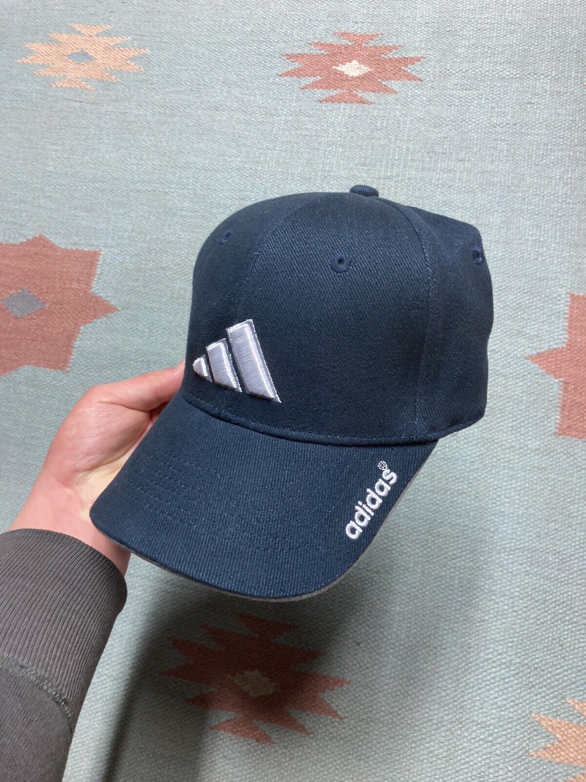 Adidas × Vintage adidas Strapback hat cap 3 stripe logo spell out athletic Size ONE SIZE - 3 Thumbnail
