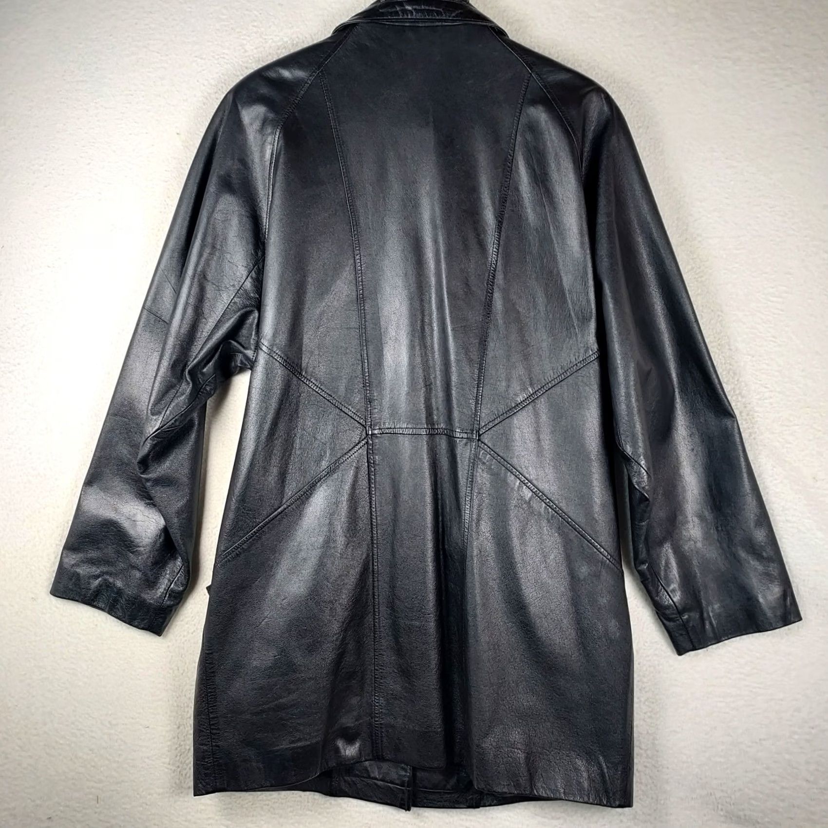 G-III VINTAGE G-III Jacket Womens M Black Leather Coat Long Oversized Size M / US 6-8 / IT 42-44 - 2 Thumbnail