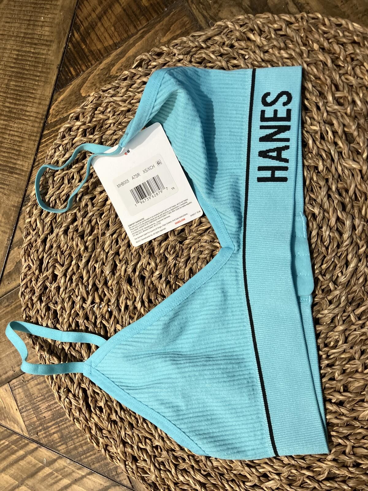 Hanes NWT Hanes Light Blue Ribbed Bralette with Adjustable Straps Size ONE SIZE - 2 Thumbnail