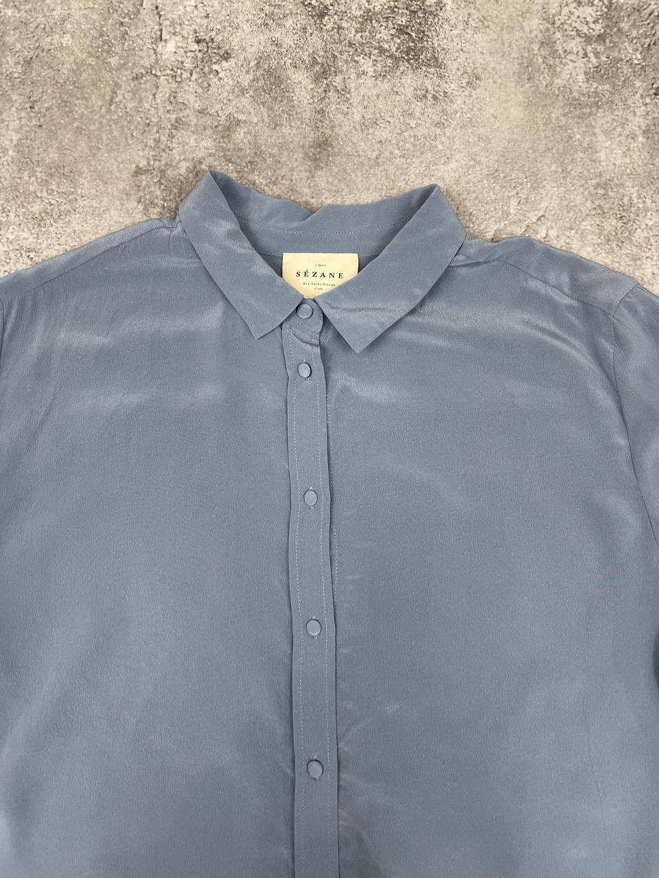 Sezane Sézane Women Blouse Shirt Blue Silk Button Up Long Sleeve Size M / US 6-8 / IT 42-44 - 4 Thumbnail