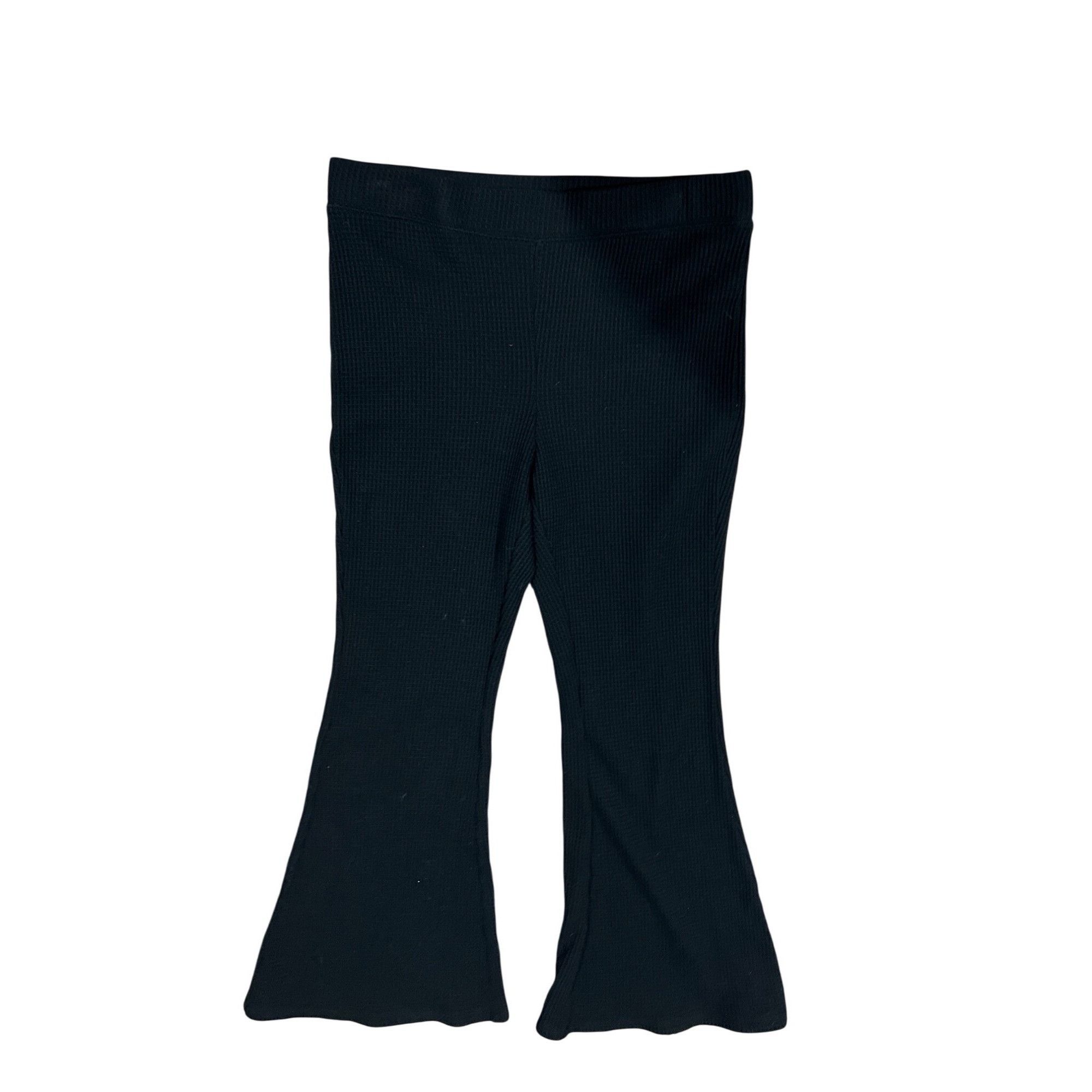 American Eagle Outfitters Aerie XL Black Ribbed Knit Flared Pants With Elastic Waistba Size 28" / US 6 / IT 42 - 1 Thumbnail