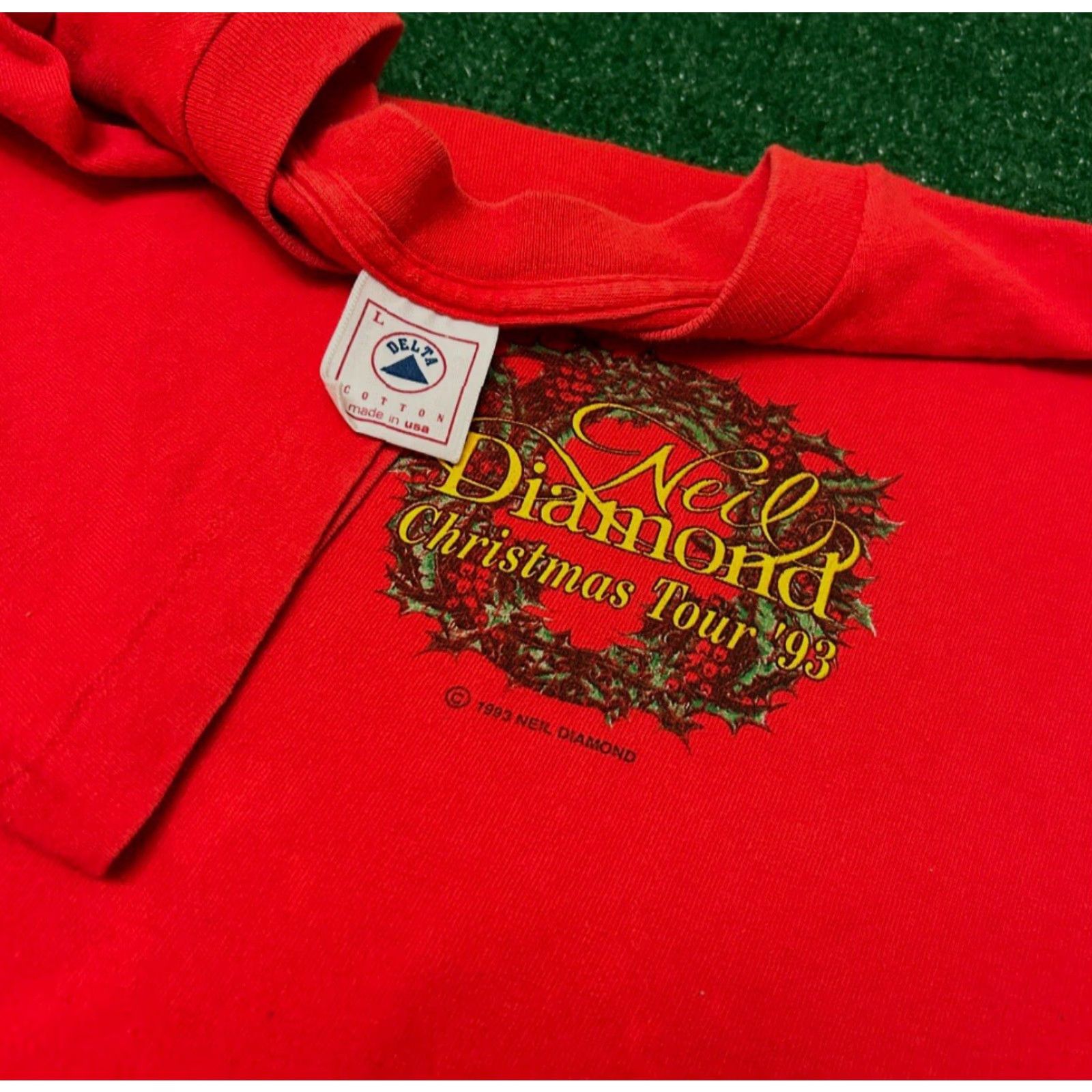 Vintage VINTAGE 90s Neil Diamond Christmas Tour 1993 VTG Shirt Mens Size Large USA Shirt Mens Large Red 90s Christmas Music Vintage Men USA Size US L / EU 52-54 / 3 - 3 Thumbnail